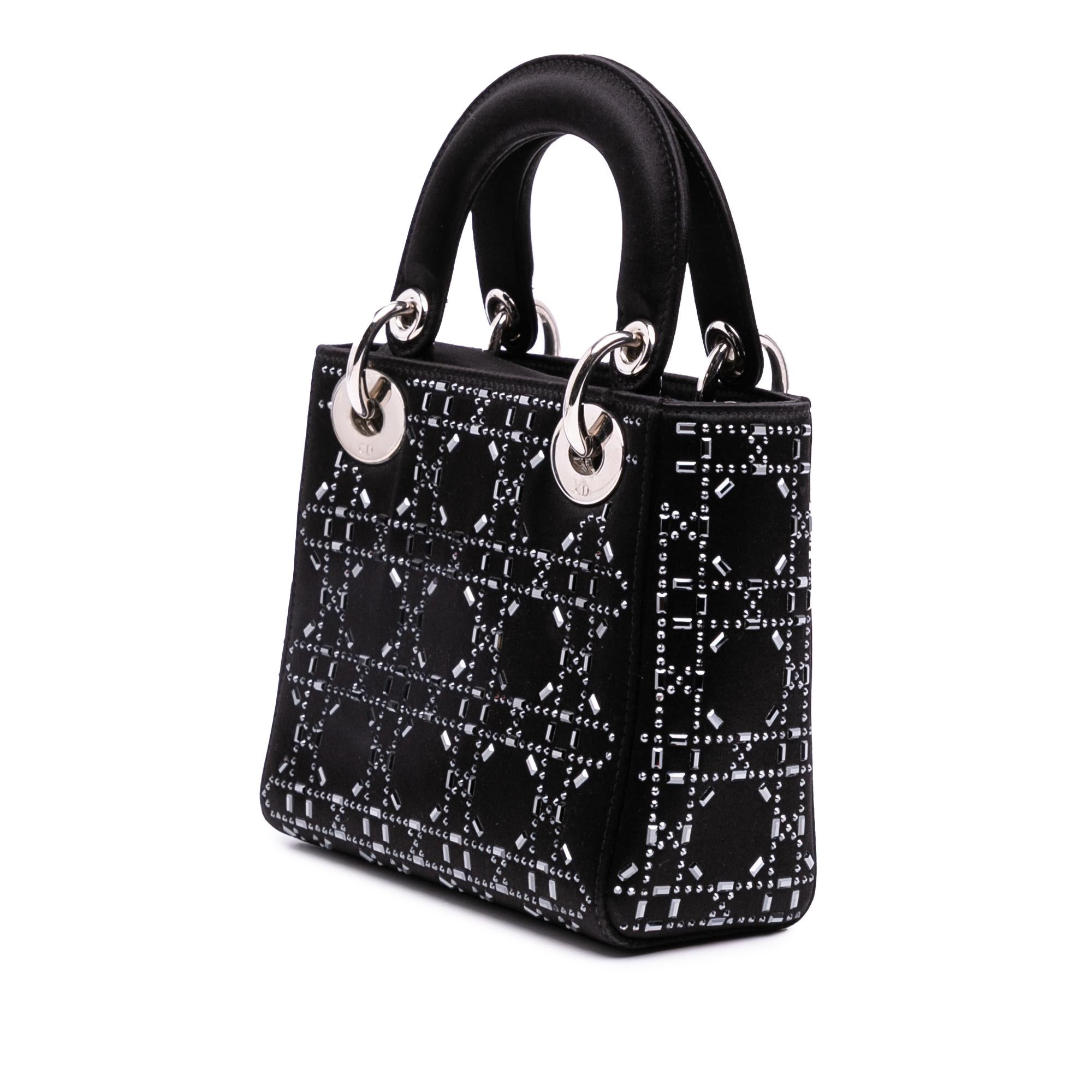 Dior Mini Satin Cannage Strass Crystal Embellished Lady Dior
