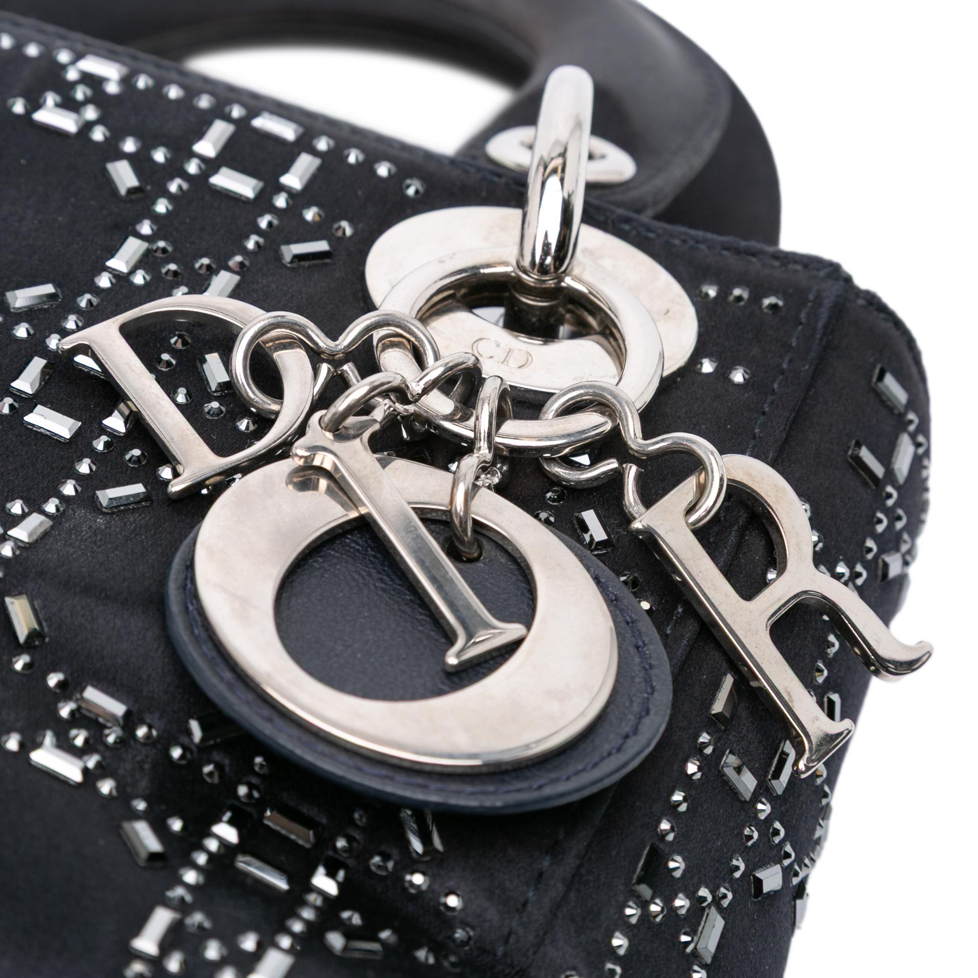 Dior Mini Satin Cannage Strass Crystal Embellished Lady Dior