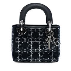 Dior Mini Satin Cannage Strass Crystal Embellished Lady Dior