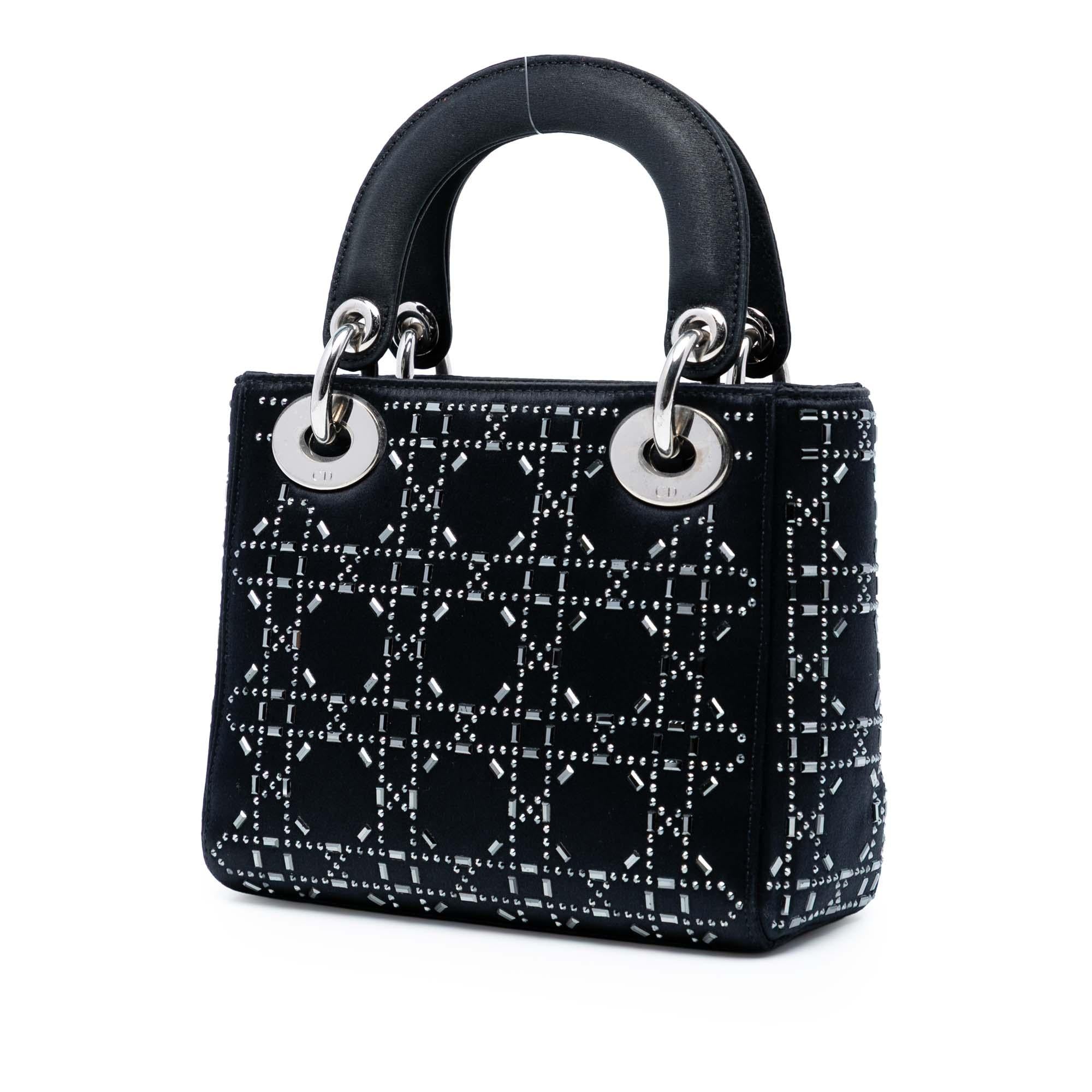 Dior Mini Satin Cannage Strass Crystal Embellished Lady Dior