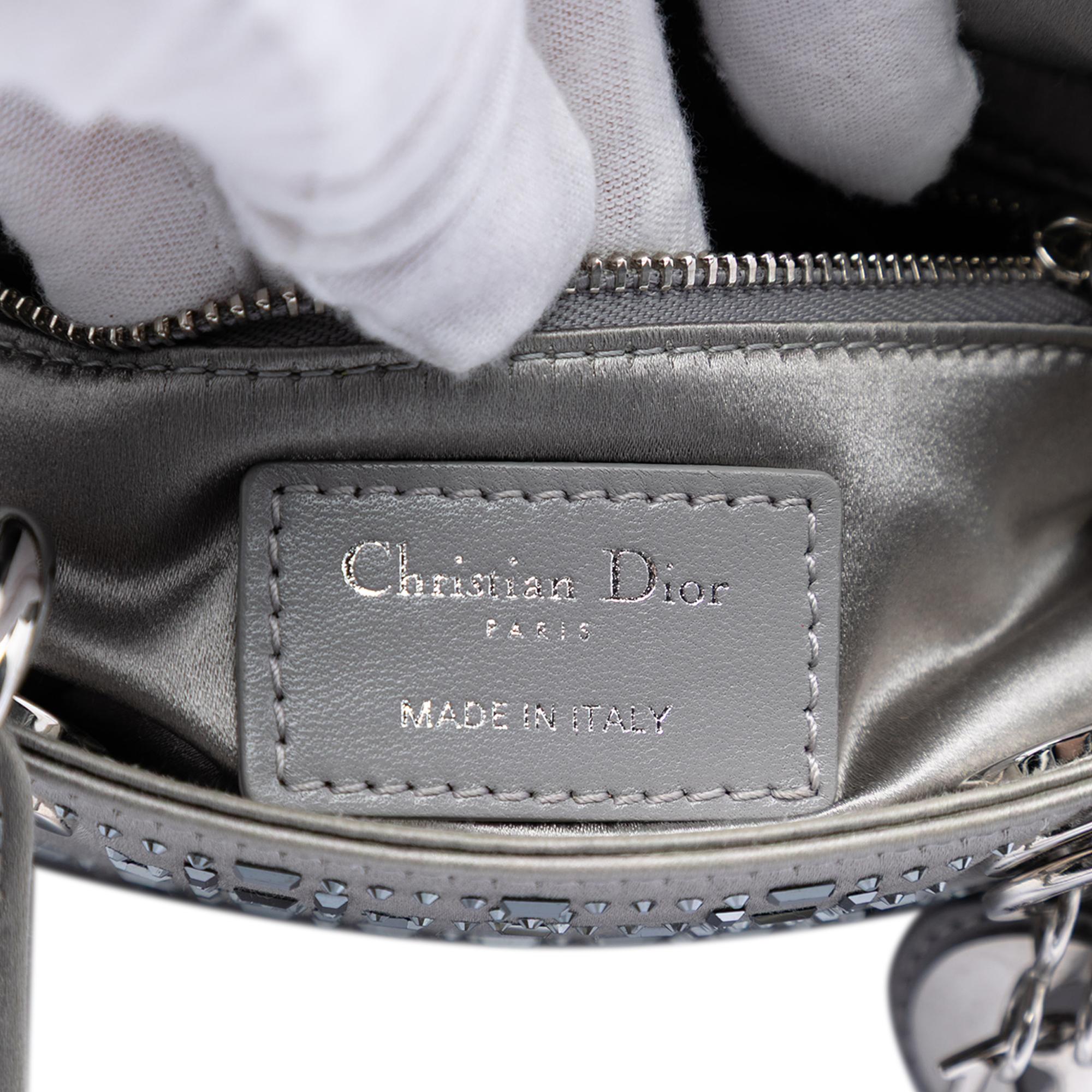 Dior Mini Satin Cannage Strass Crystal Embellished Lady Dior