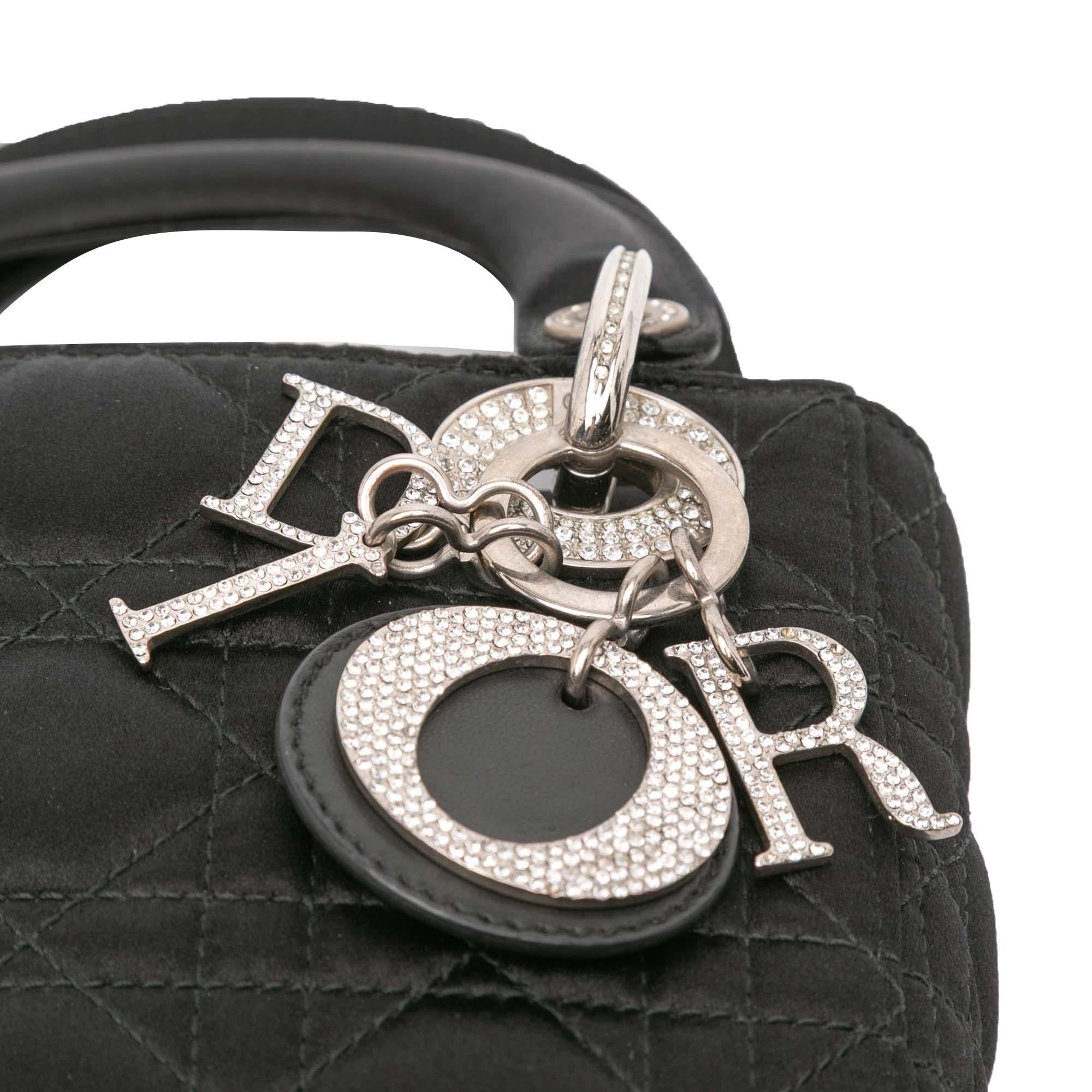 Dior Mini Satin Cannage Swarovski Crystal Lady Dior