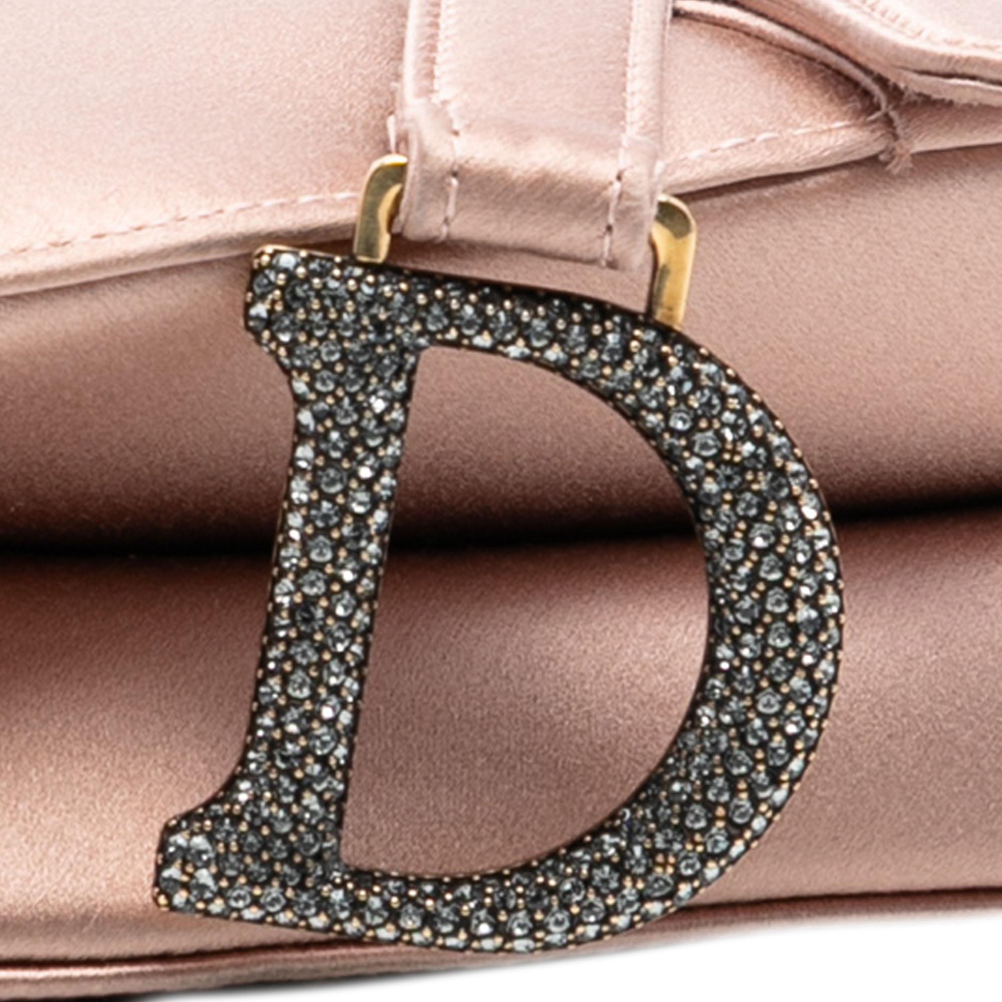 Dior Mini Satin Crystal Embellished Saddle Bag