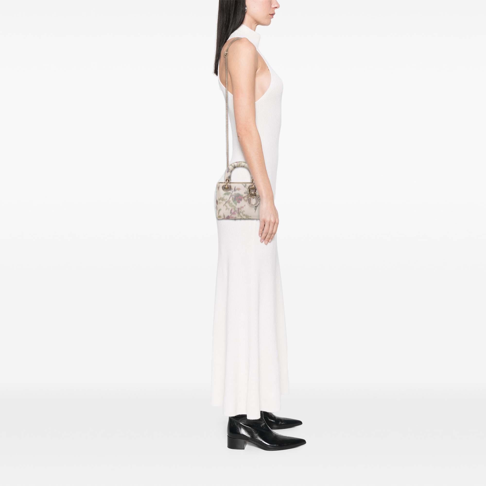 Dior Mini Satin Floral Crystal Lady Dior