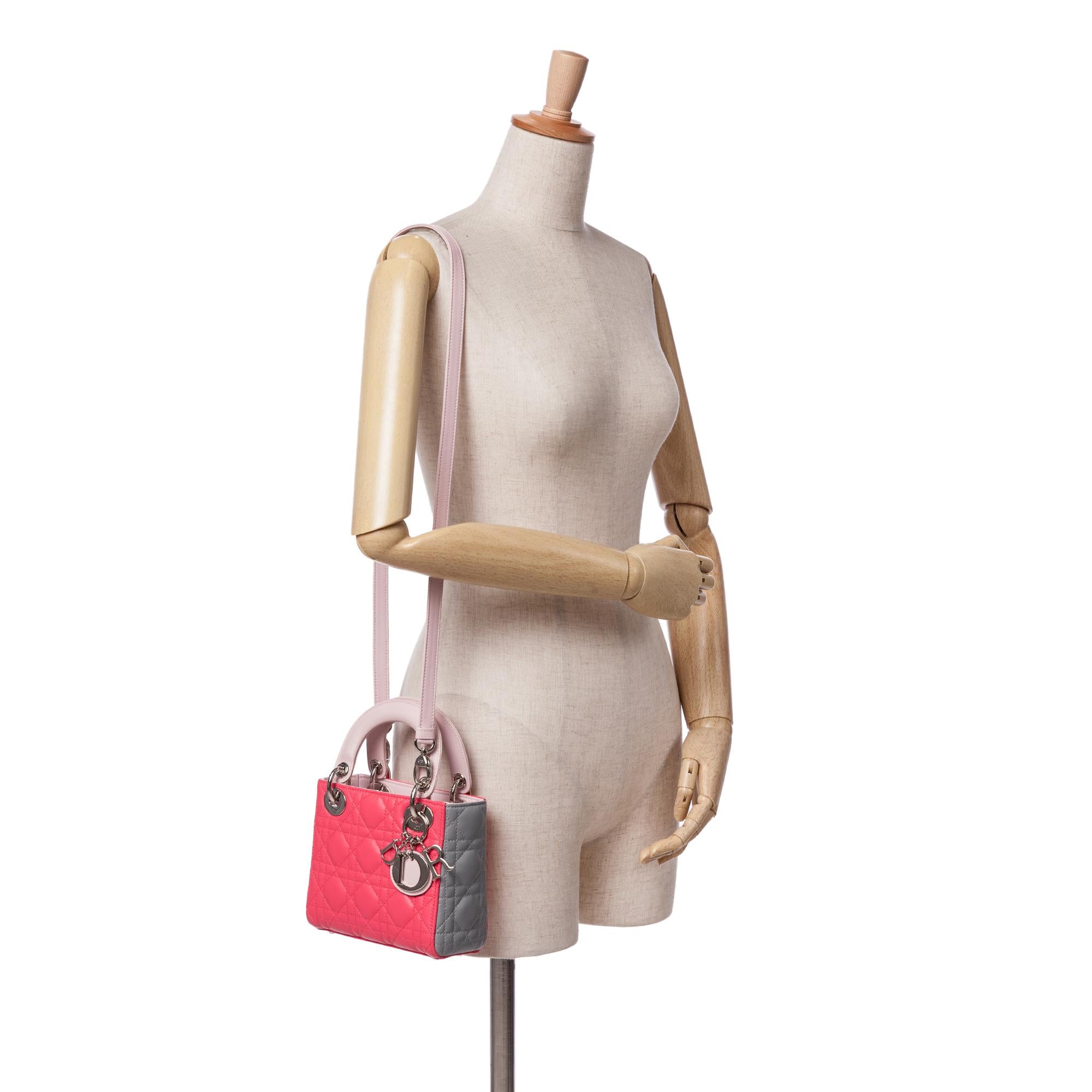 Dior Mini Tricolor Lambskin Cannage Lady Dior