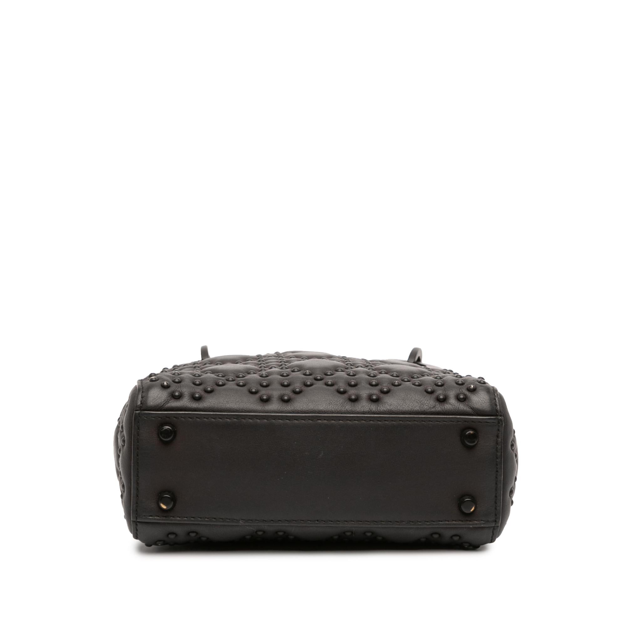 Dior Mini Ultra Matte Calfskin Cannage Studded Supple Lady Dior