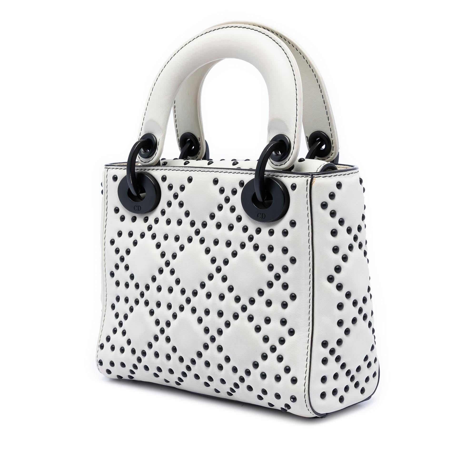 Dior Mini Ultra Matte Calfskin Cannage Studded Supple Lady Dior