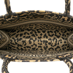 Dior Mizza Medium Embroidered Canvas Leopard Book Tote