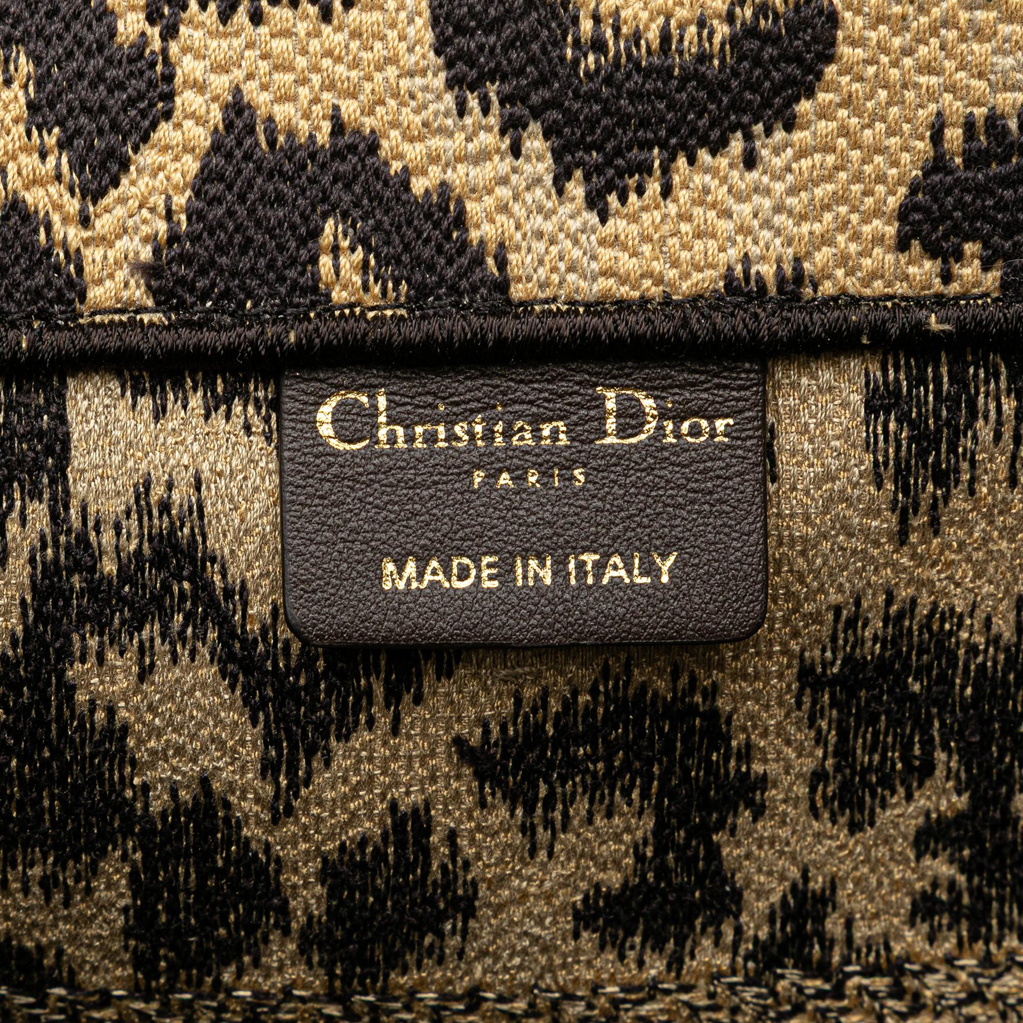 Dior Mizza Medium Embroidered Canvas Leopard Book Tote