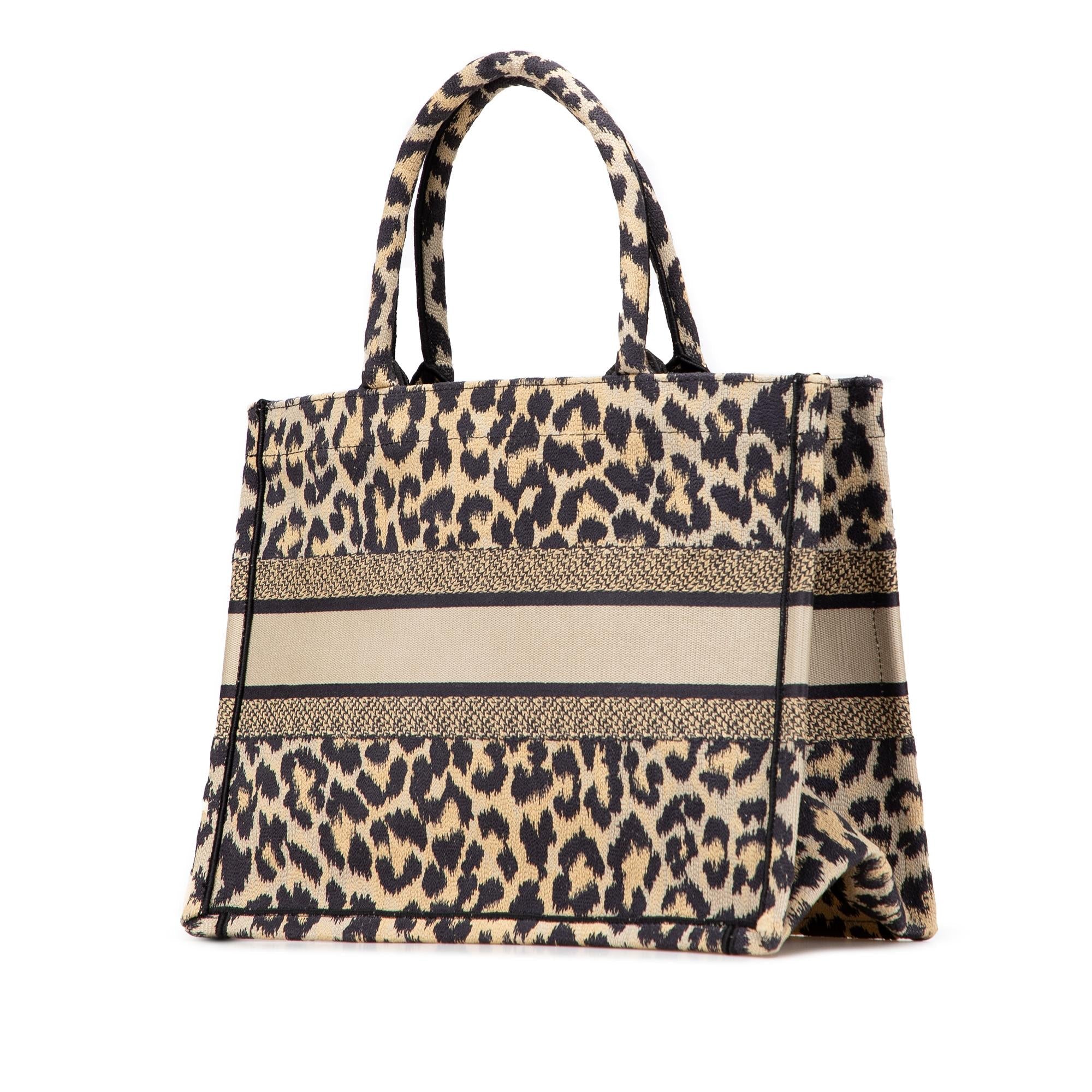 Dior Mizza Medium Embroidered Canvas Leopard Book Tote