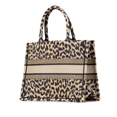 Dior Mizza Medium Embroidered Canvas Leopard Book Tote