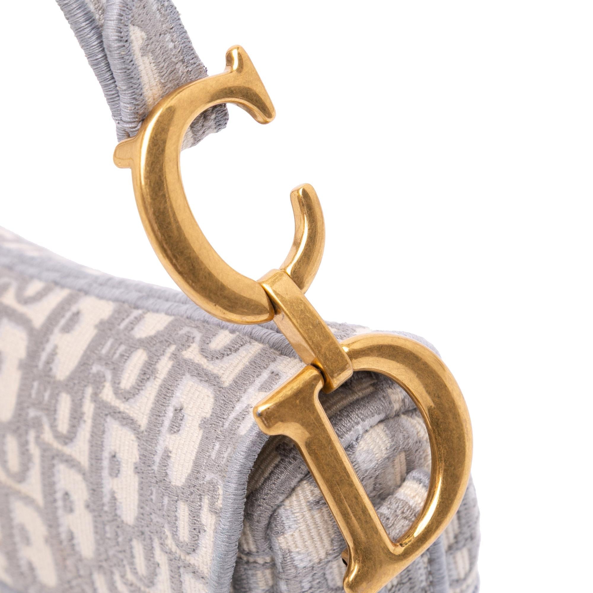 Dior Oblique Canvas Embroidered Saddle Bag