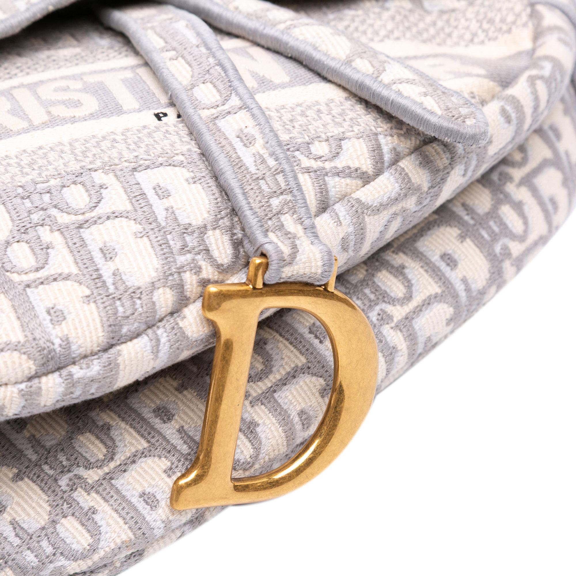 Dior Oblique Canvas Embroidered Saddle Bag