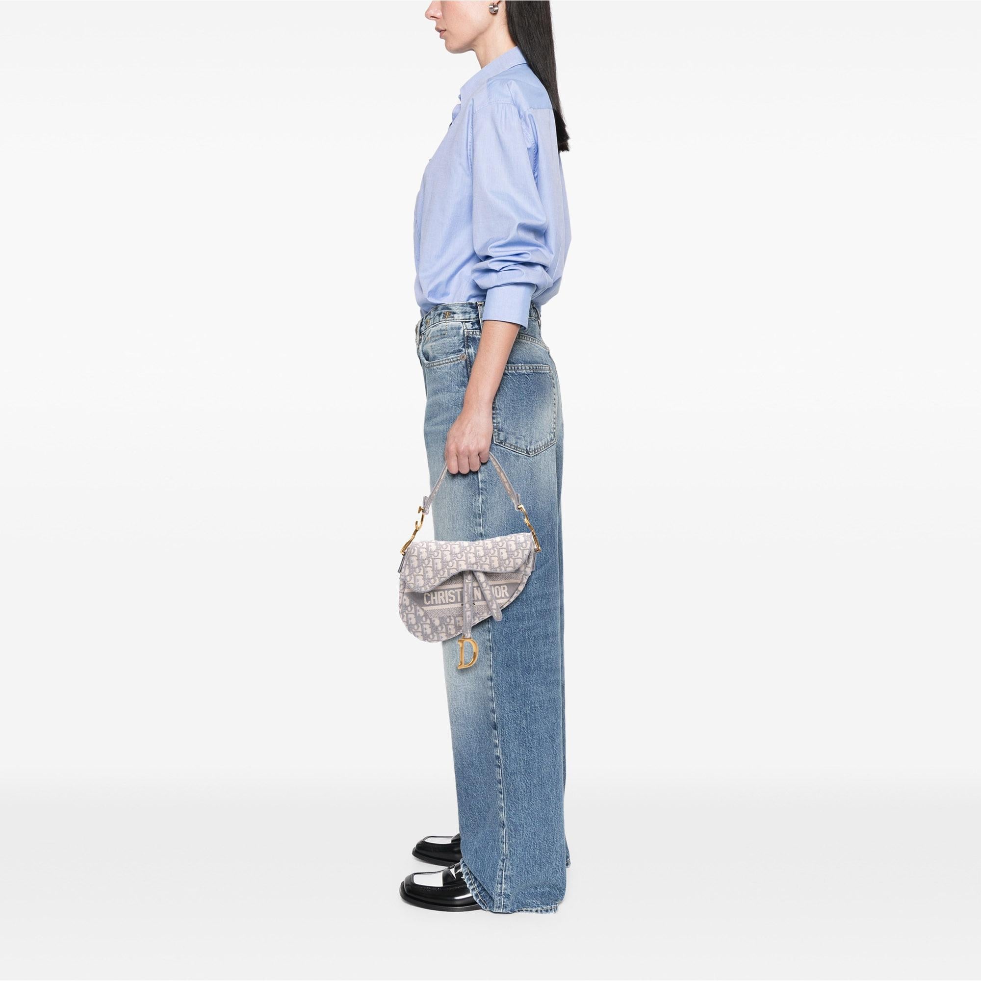 Dior Oblique Canvas Embroidered Saddle Bag