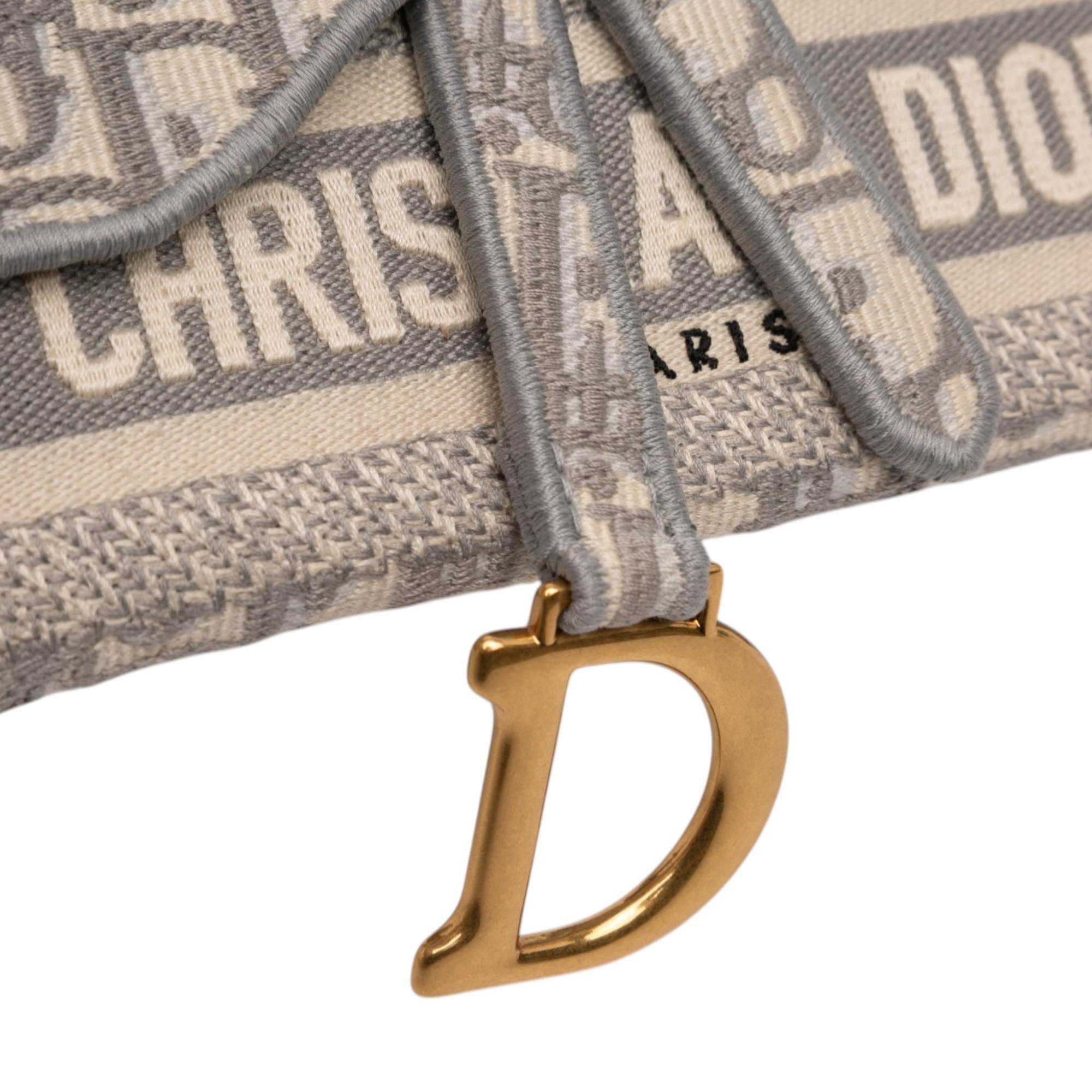 Dior Oblique Canvas Embroidered Saddle Belt Bag