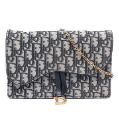 Dior Oblique Canvas Saddle Pouch Wallet on Chain