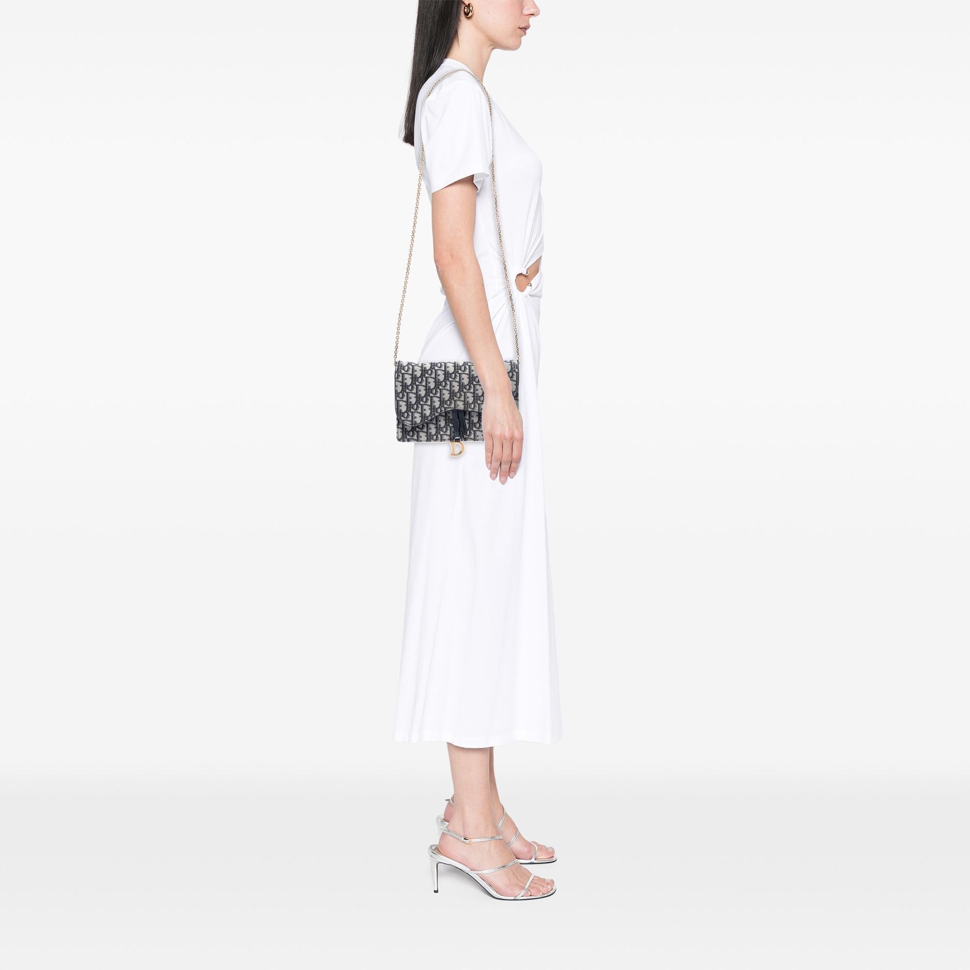 Dior Oblique Canvas Saddle Pouch Wallet on Chain