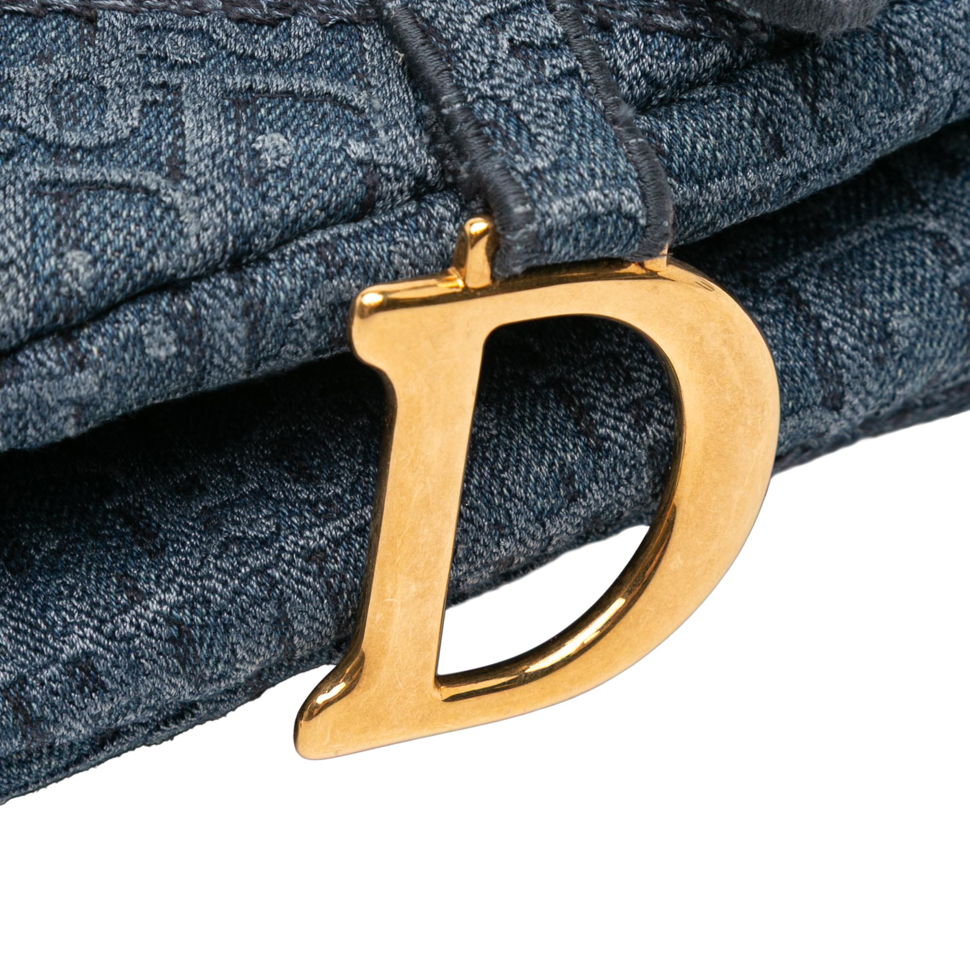 Dior Oblique Denim Embroidered Saddle Bag
