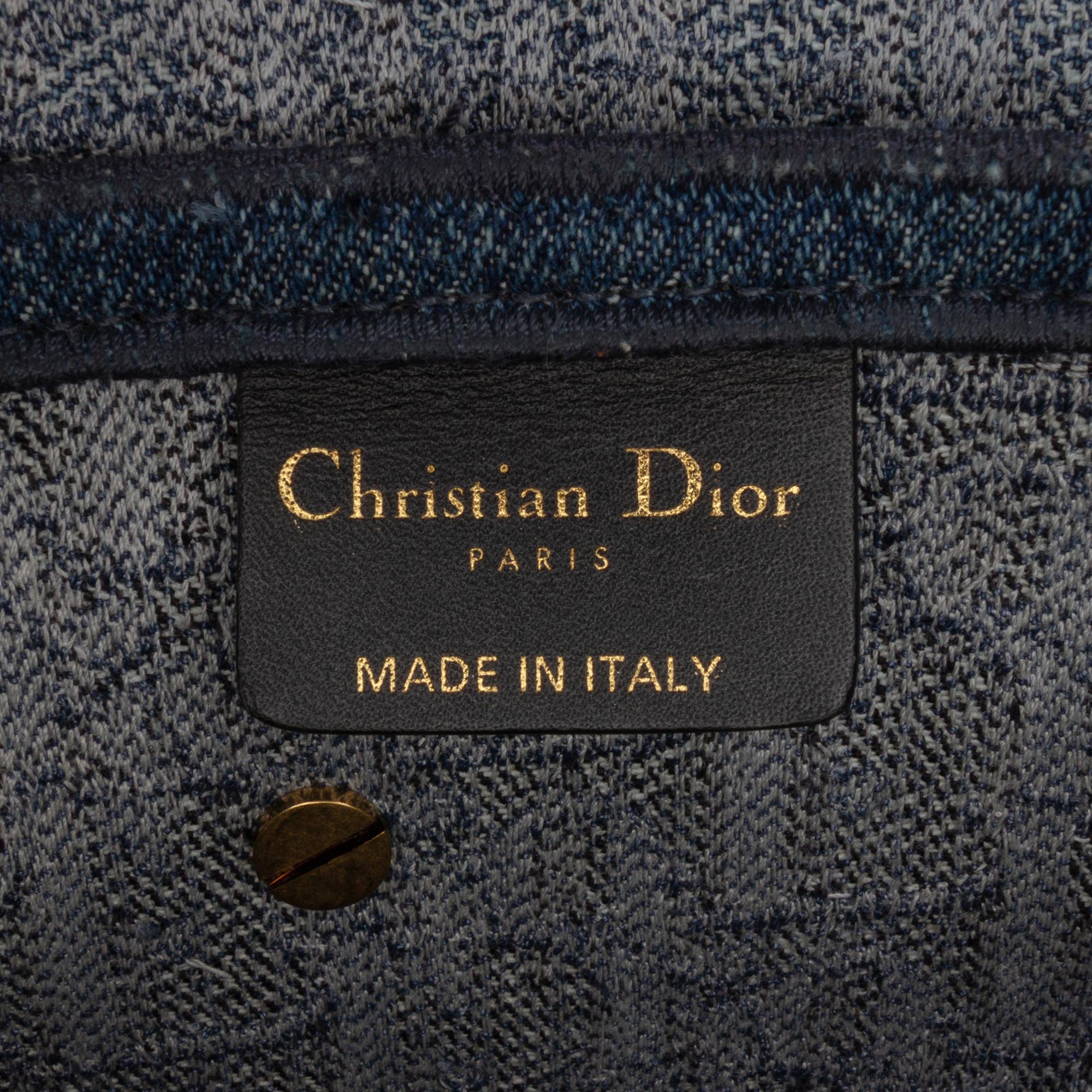 Dior Oblique Denim Embroidered Saddle Bag