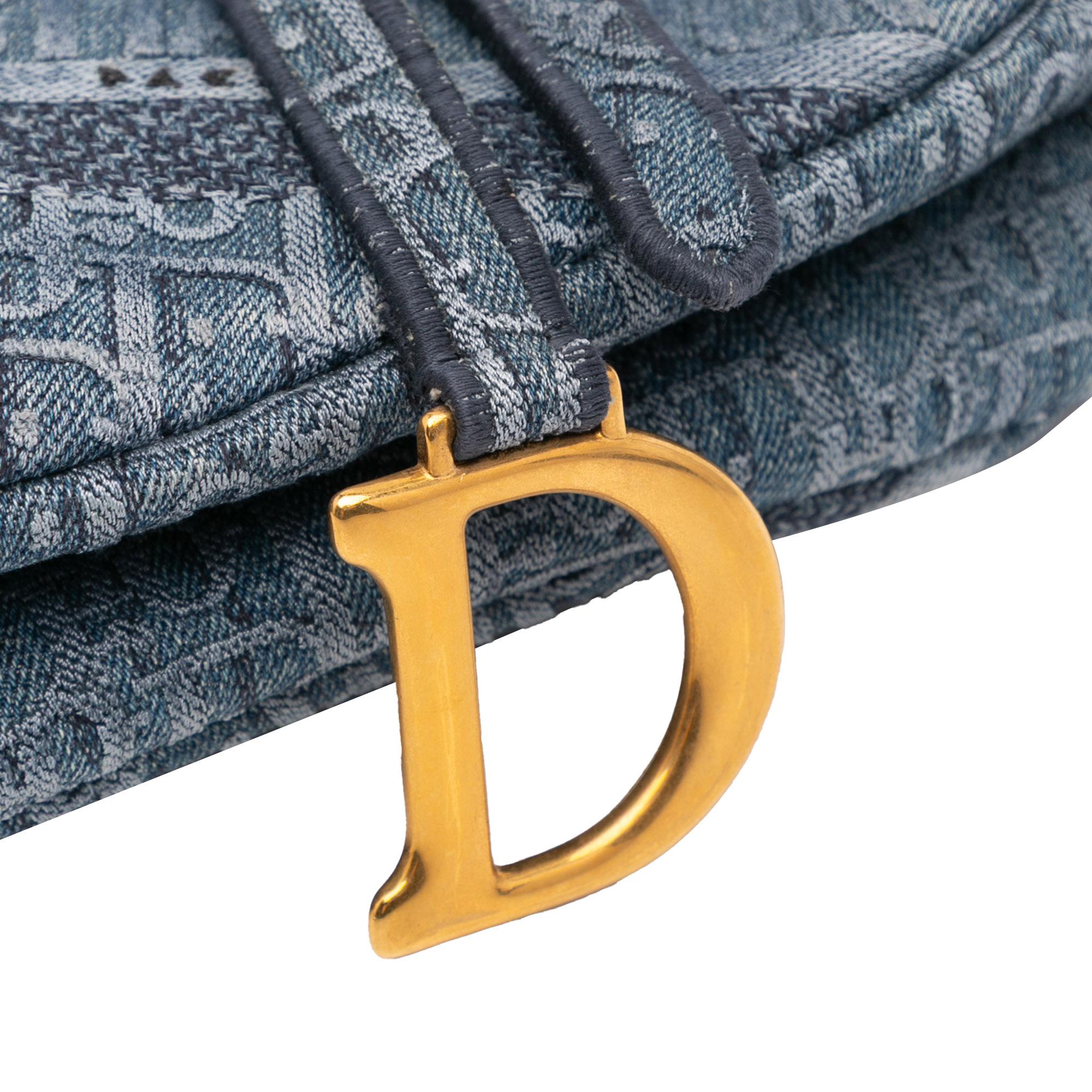 Dior Oblique Denim Embroidered Saddle Bag