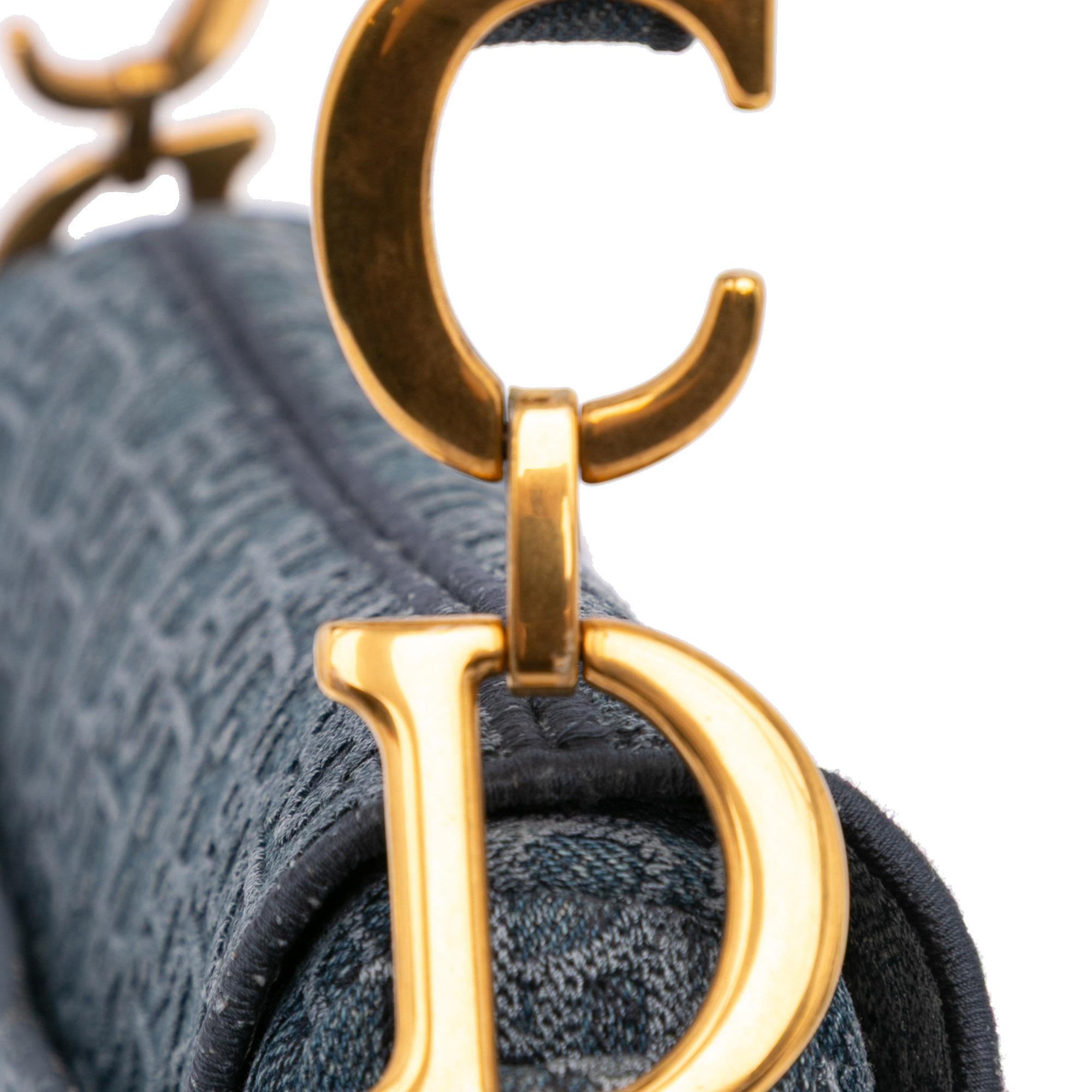 Dior Oblique Denim Embroidered Saddle Bag