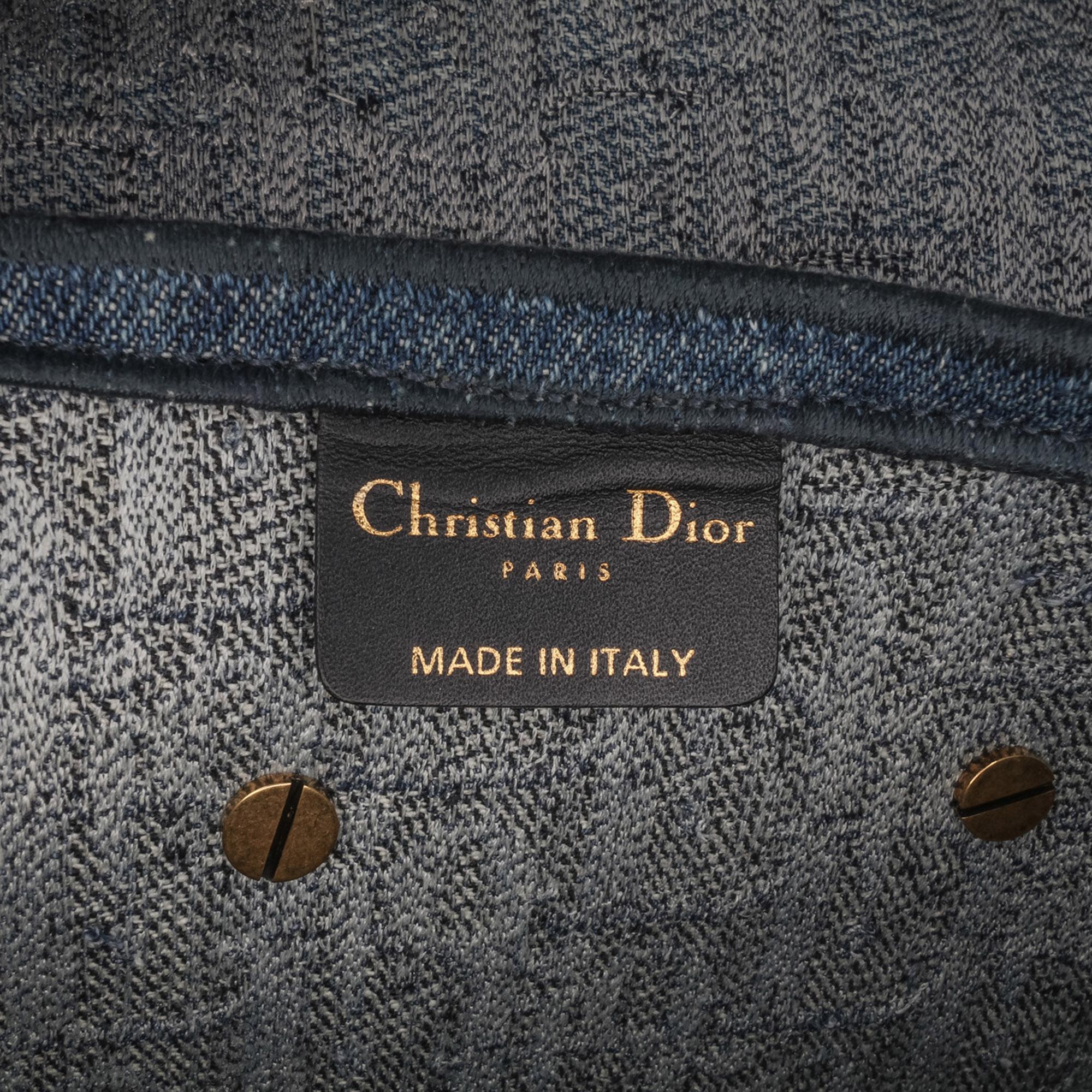 Dior Oblique Denim Embroidered Saddle Bag