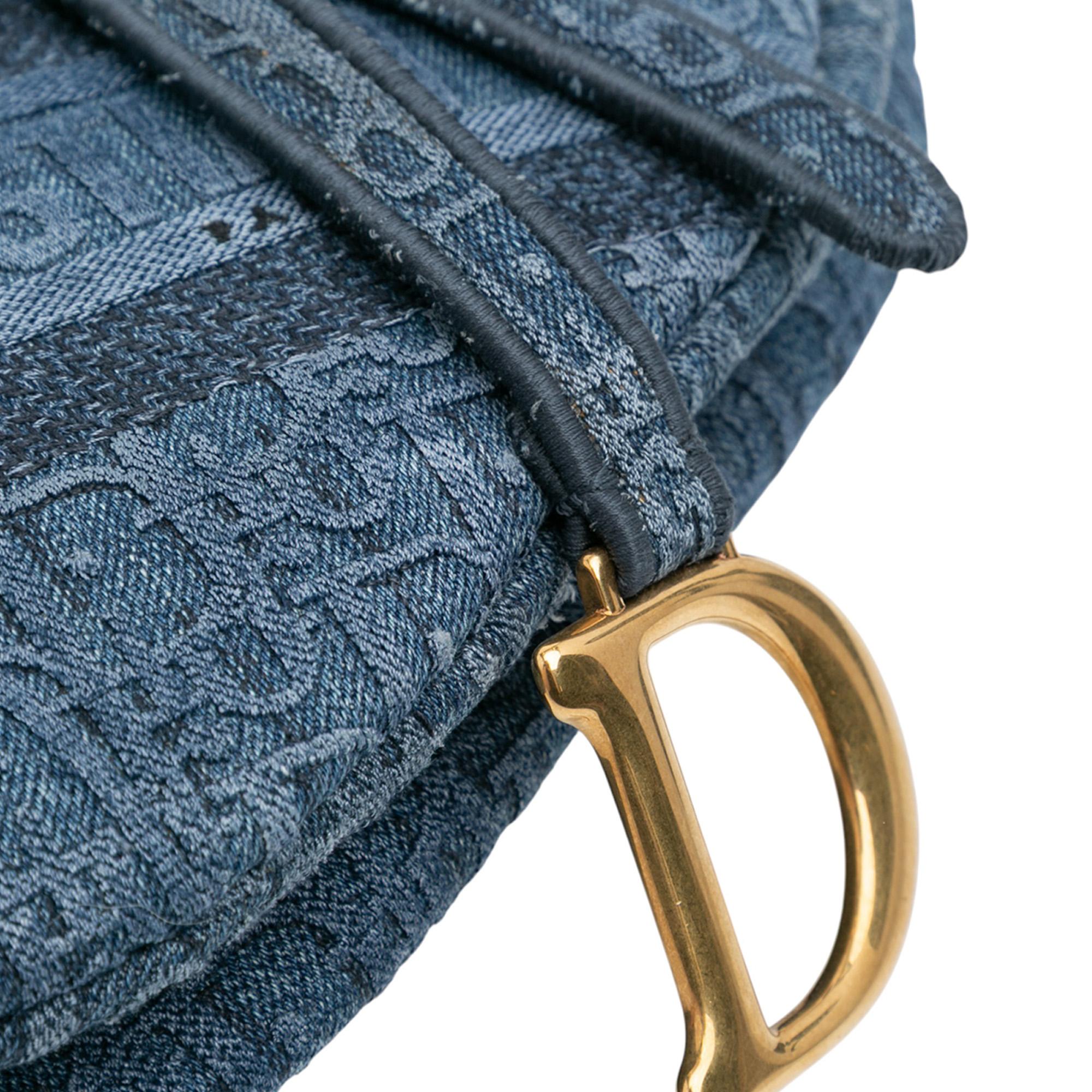 Dior Oblique Denim Embroidered Saddle Bag