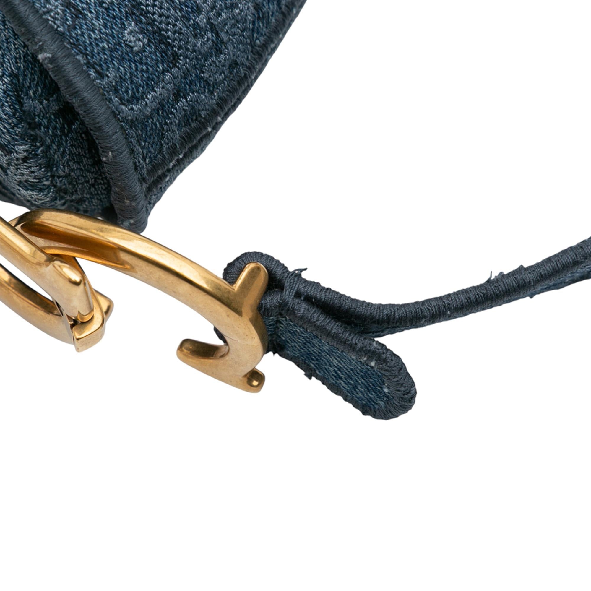 Dior Oblique Denim Embroidered Saddle Bag