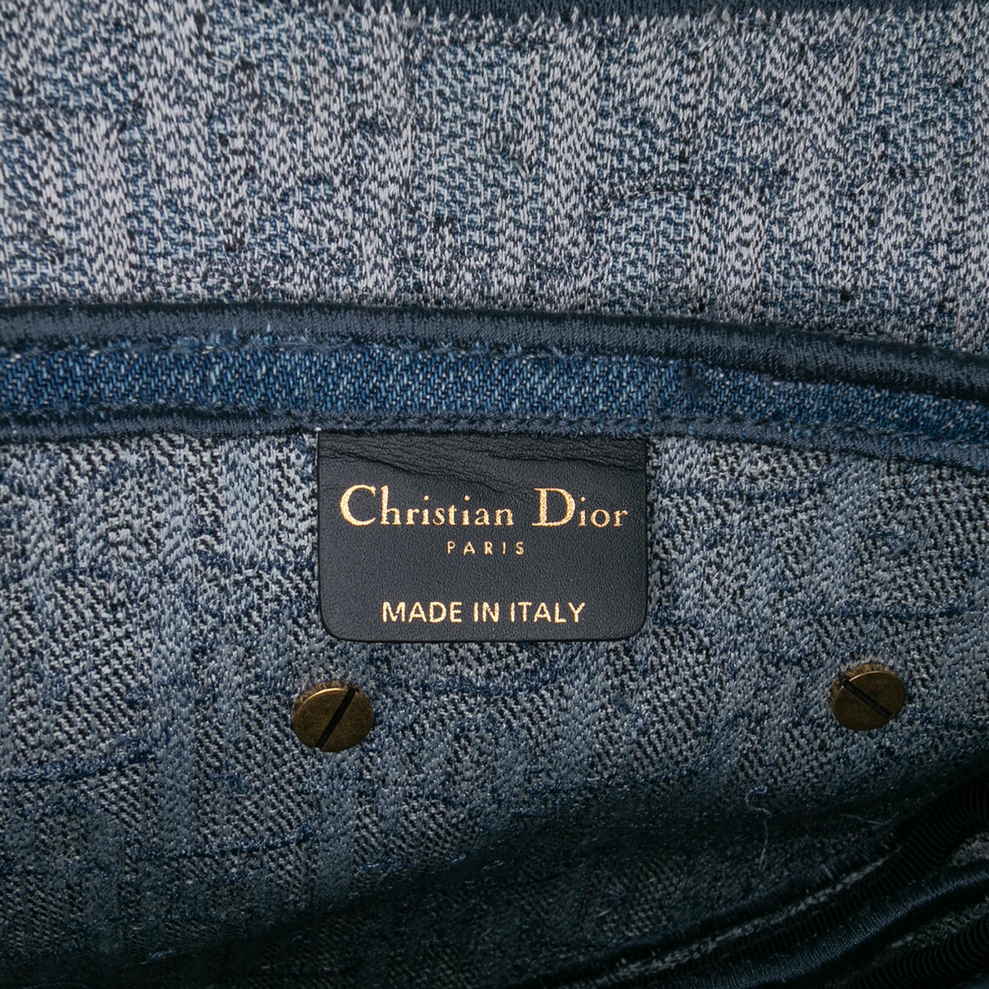 Dior Oblique Denim Embroidered Saddle Bag