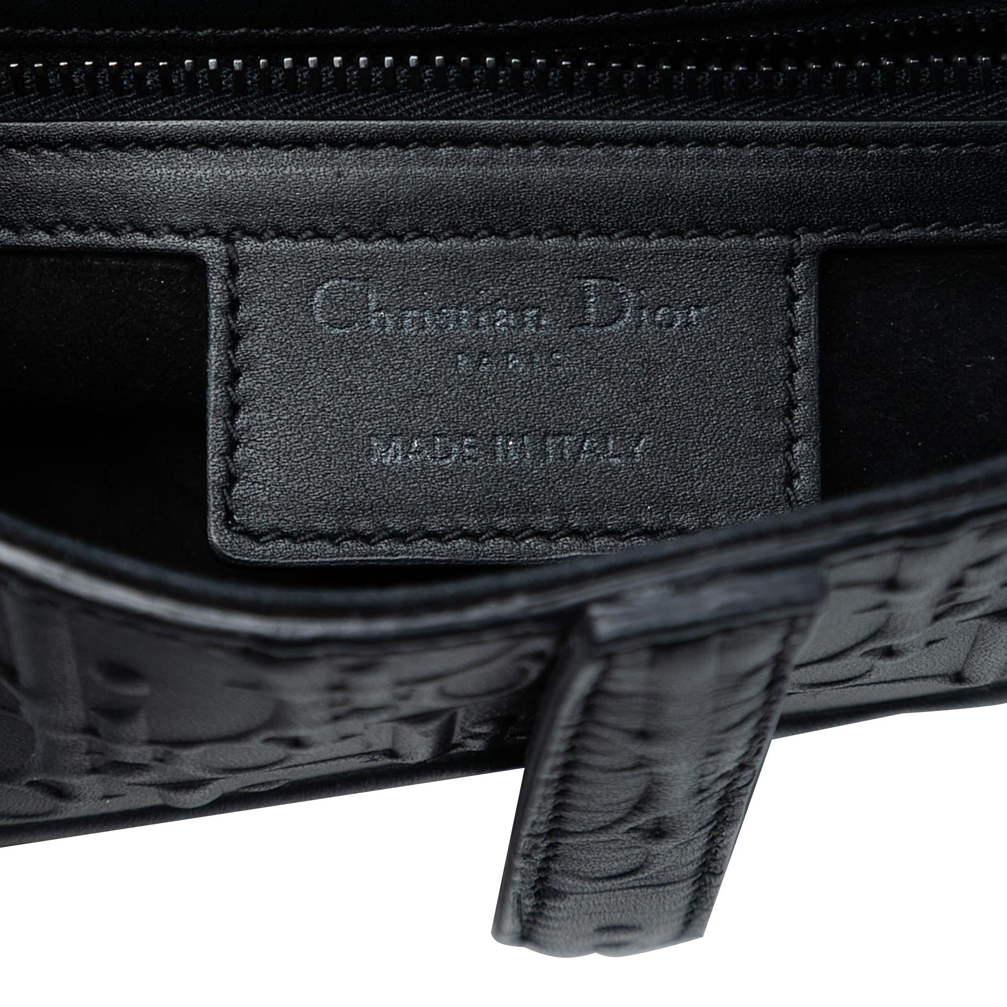 Dior Oblique Embossed Calfskin Saddle Bag
