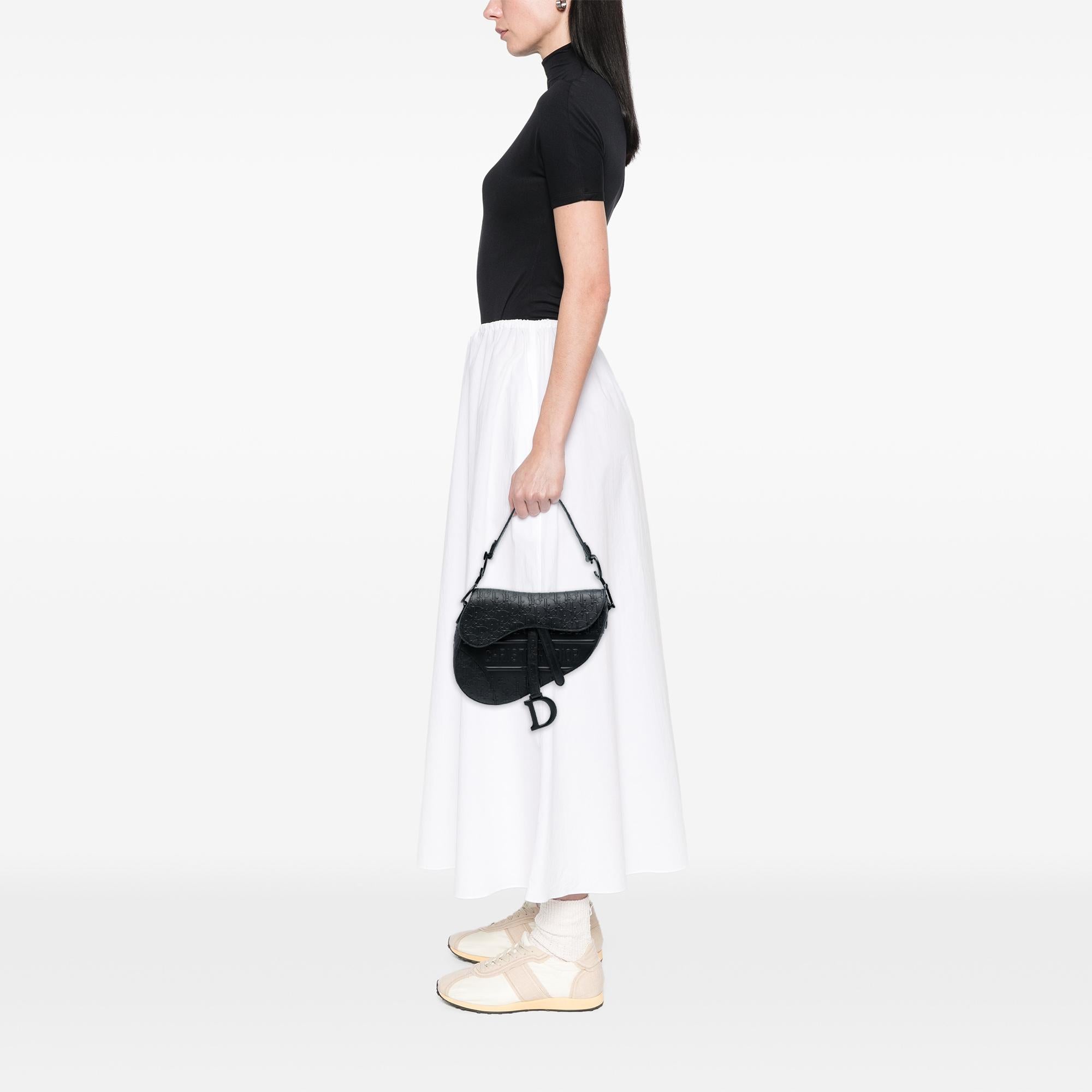 Dior Oblique Embossed Calfskin Saddle Bag