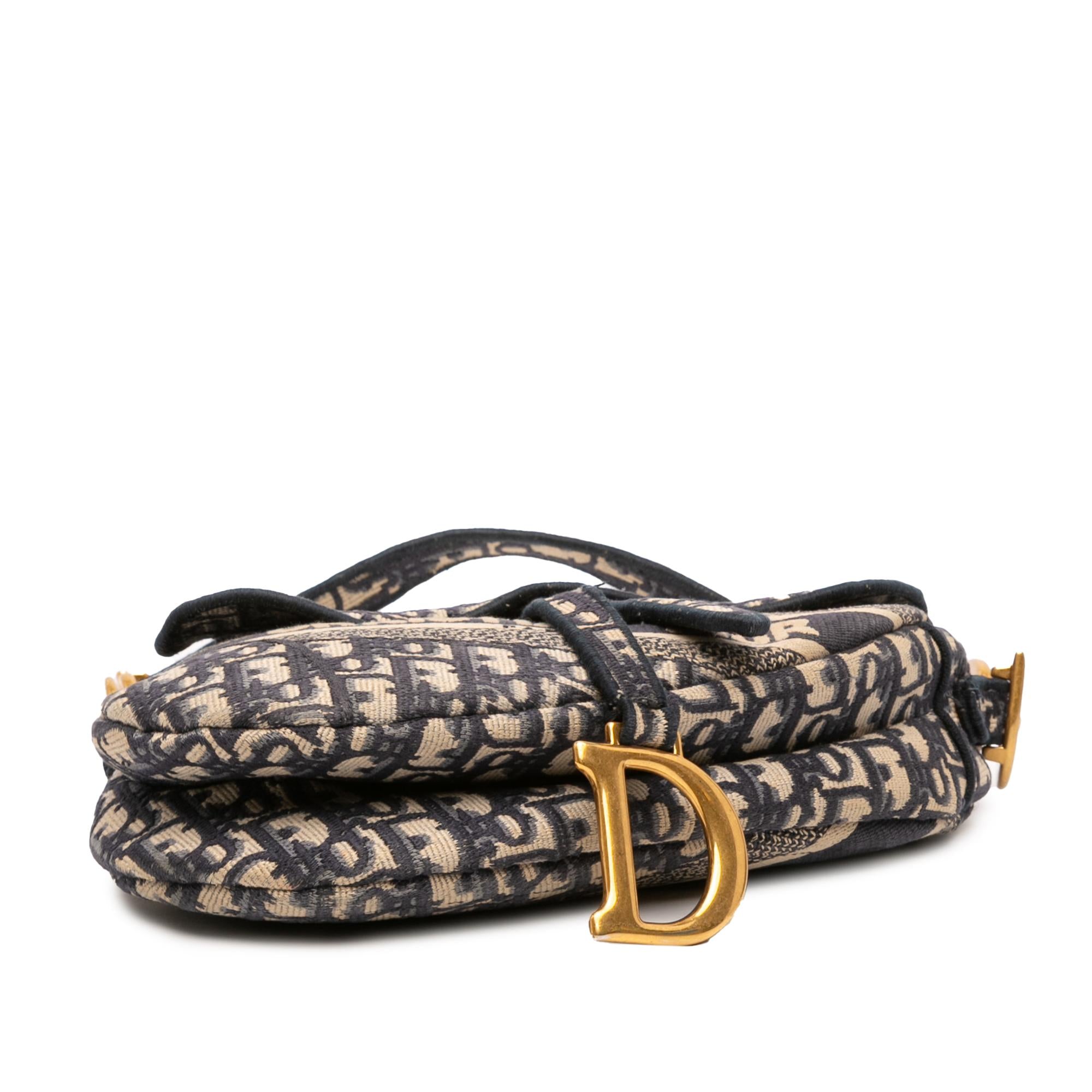 Dior Oblique Embroidered Canvas Saddle Bag
