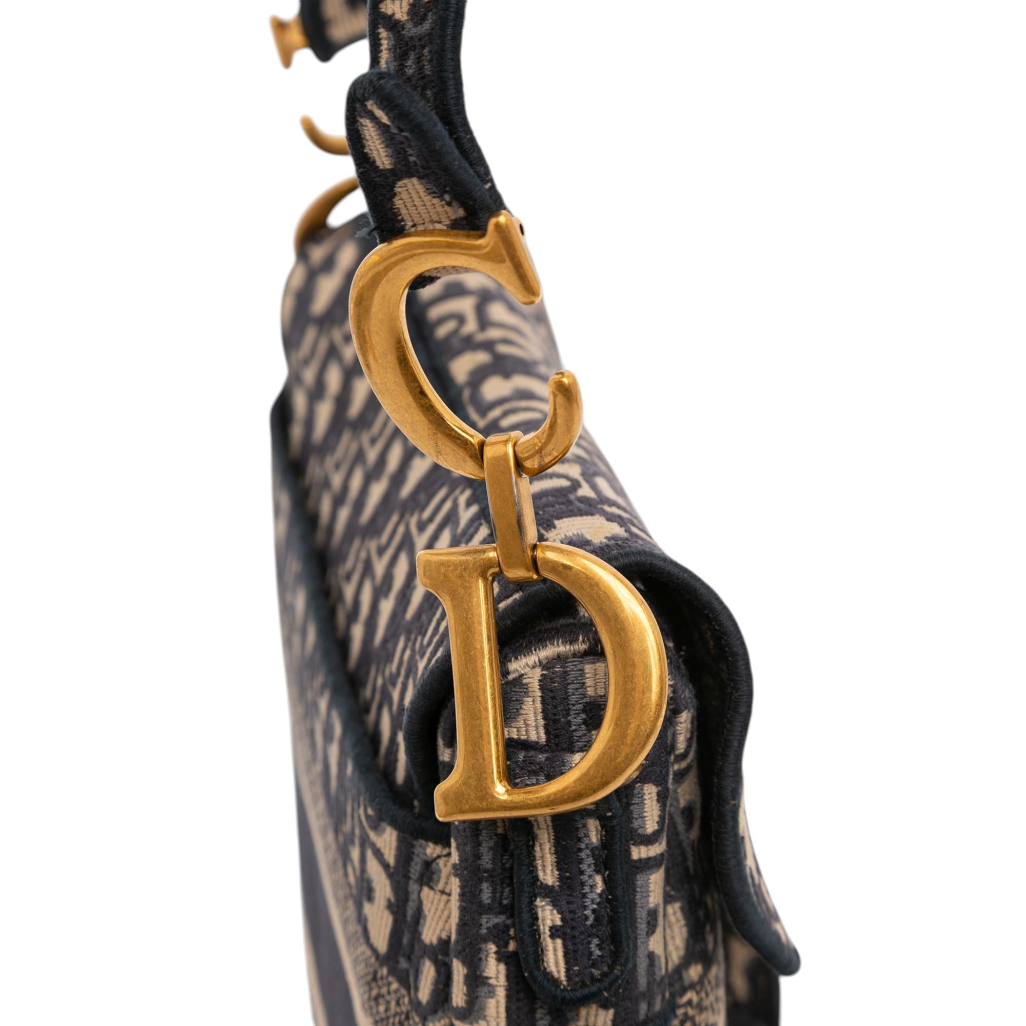 Dior Oblique Embroidered Canvas Saddle Bag