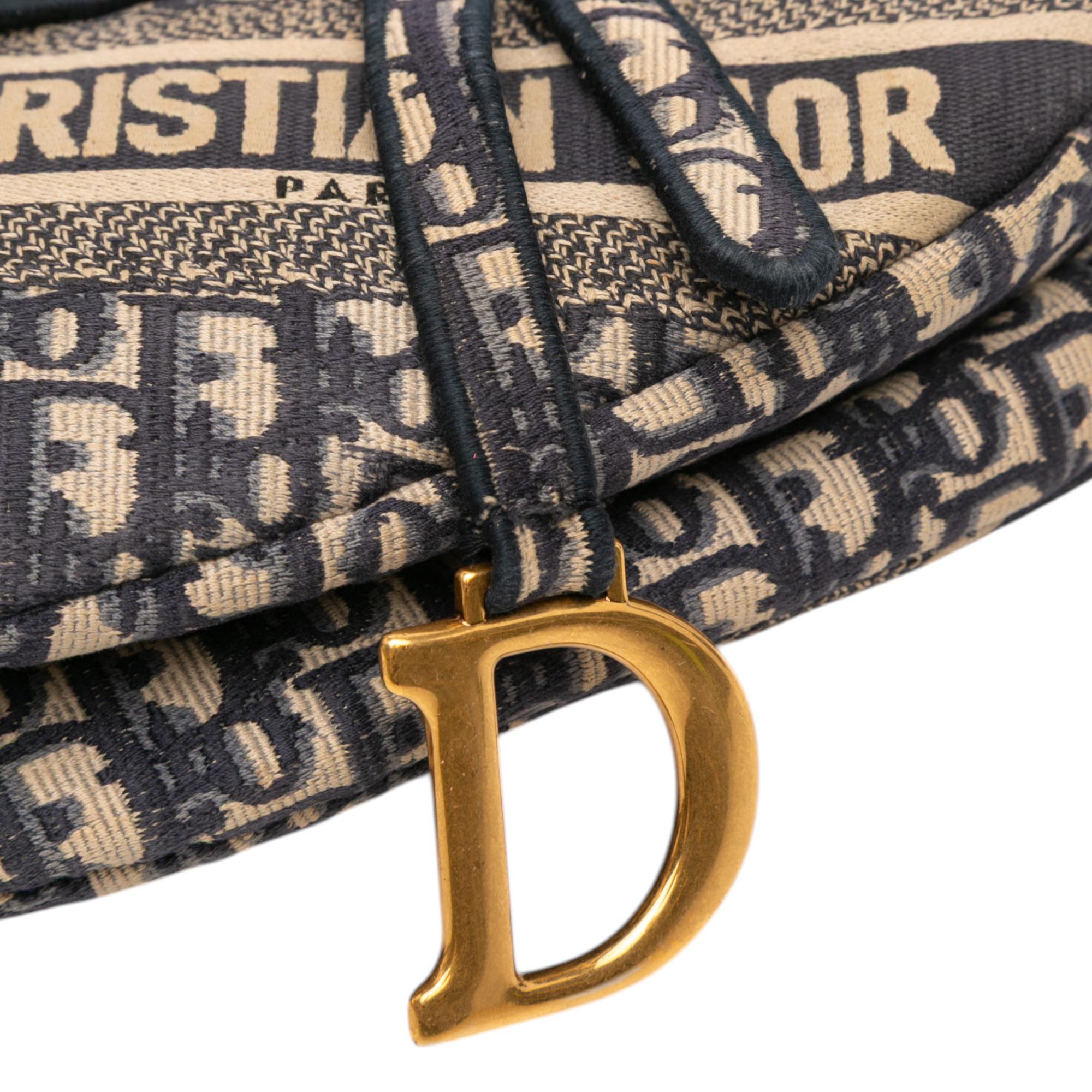 Dior Oblique Embroidered Canvas Saddle Bag