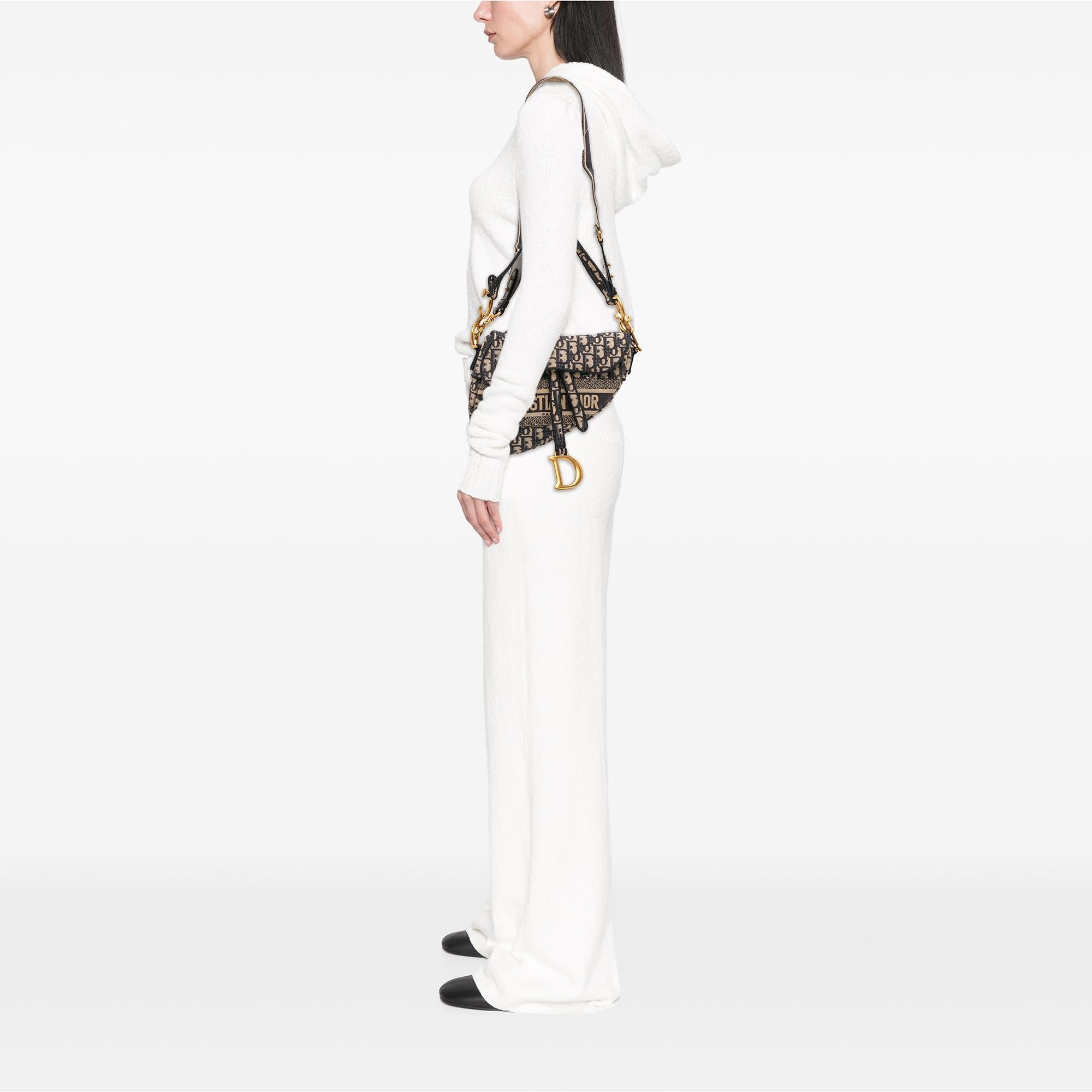 Dior Oblique Embroidered Canvas Saddle Bag