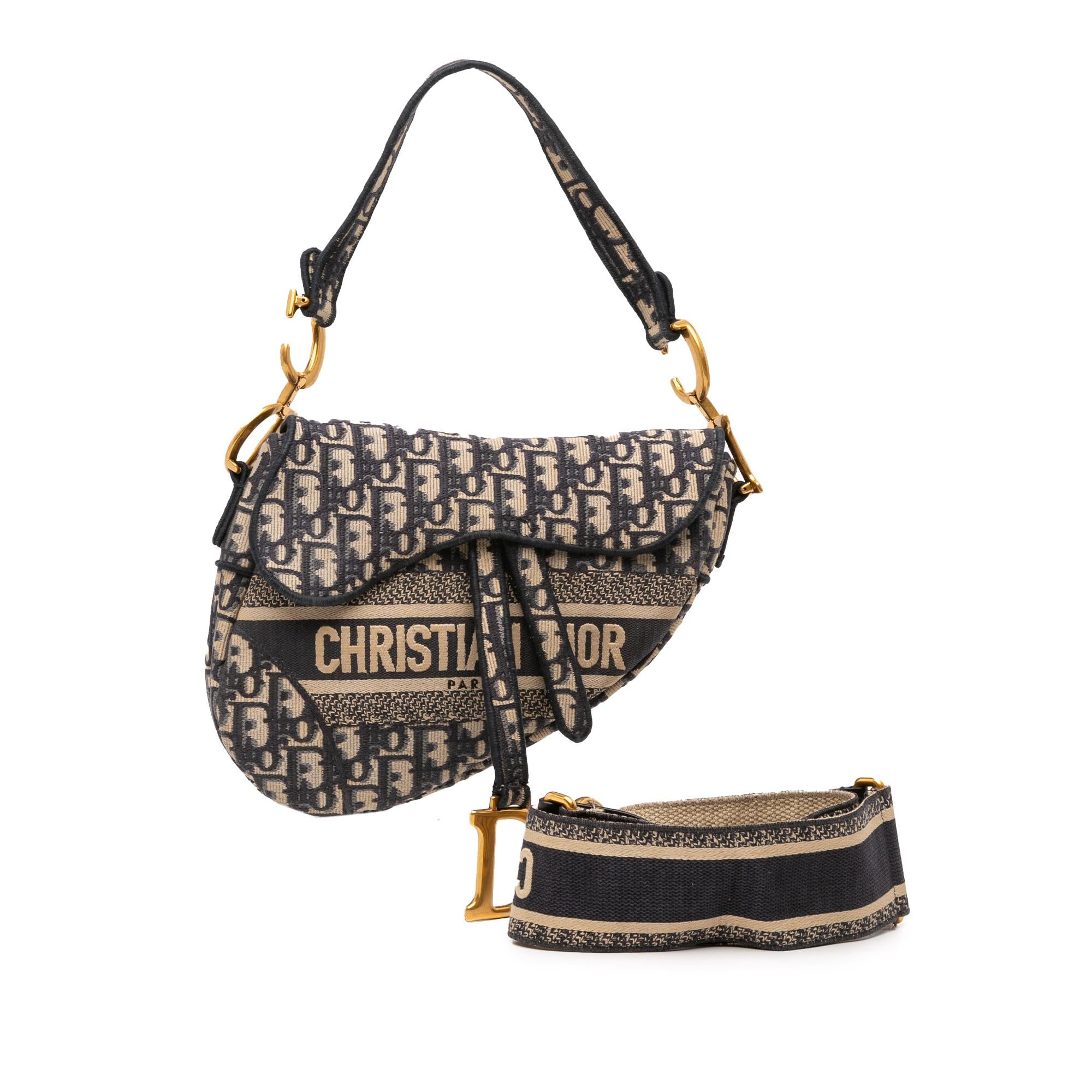 Dior Oblique Embroidered Canvas Saddle Bag