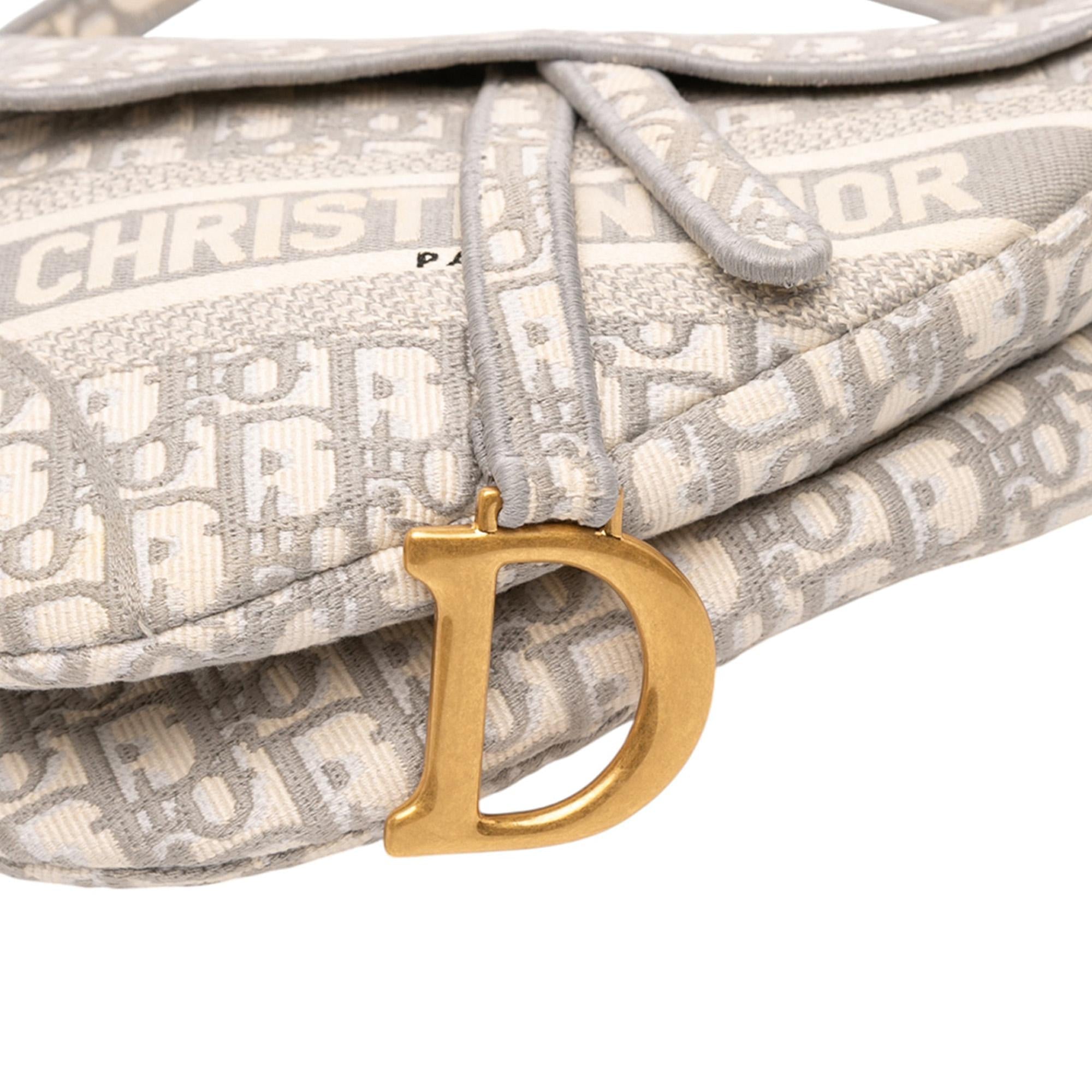 Dior Oblique Embroidered Canvas Saddle Bag