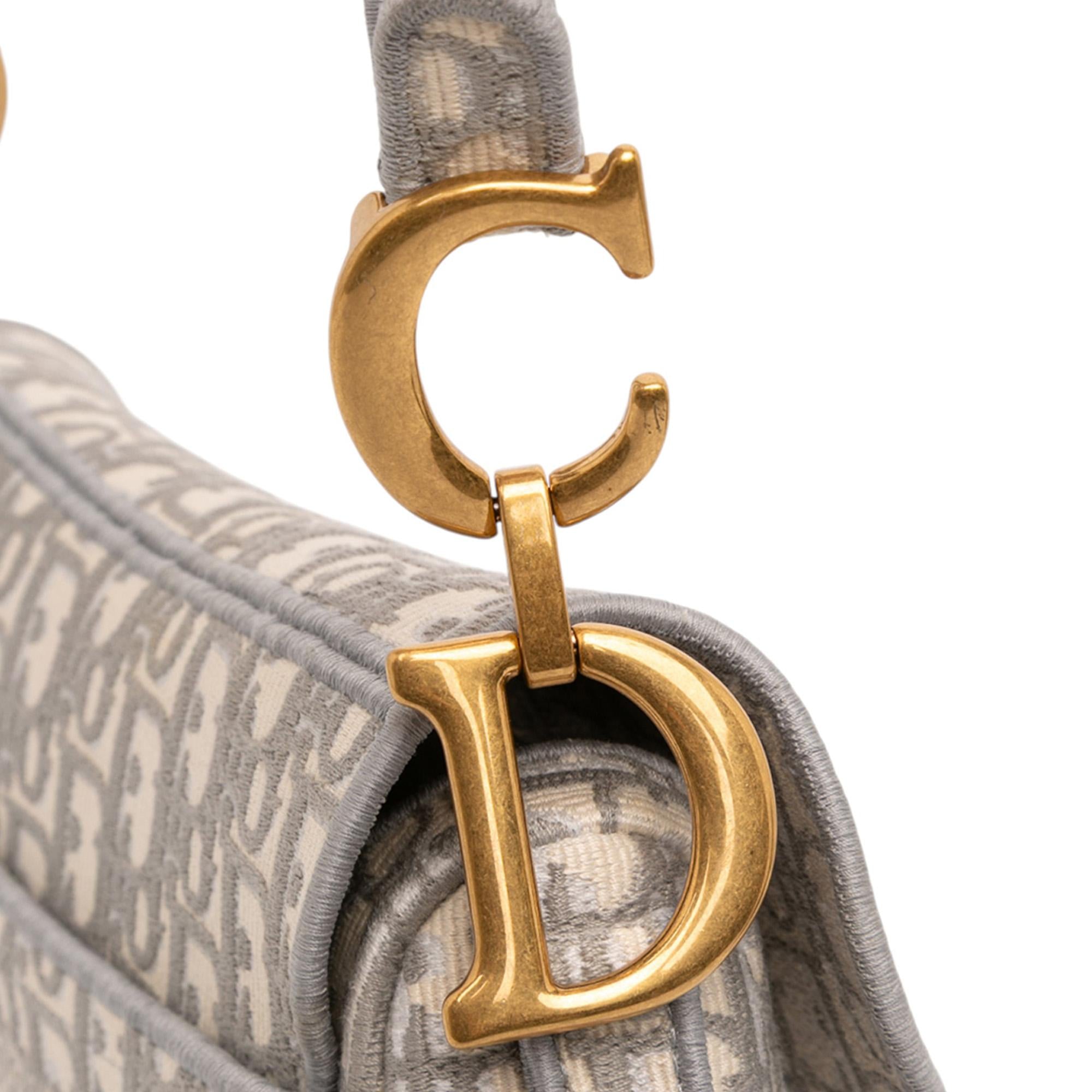 Dior Oblique Embroidered Canvas Saddle Bag