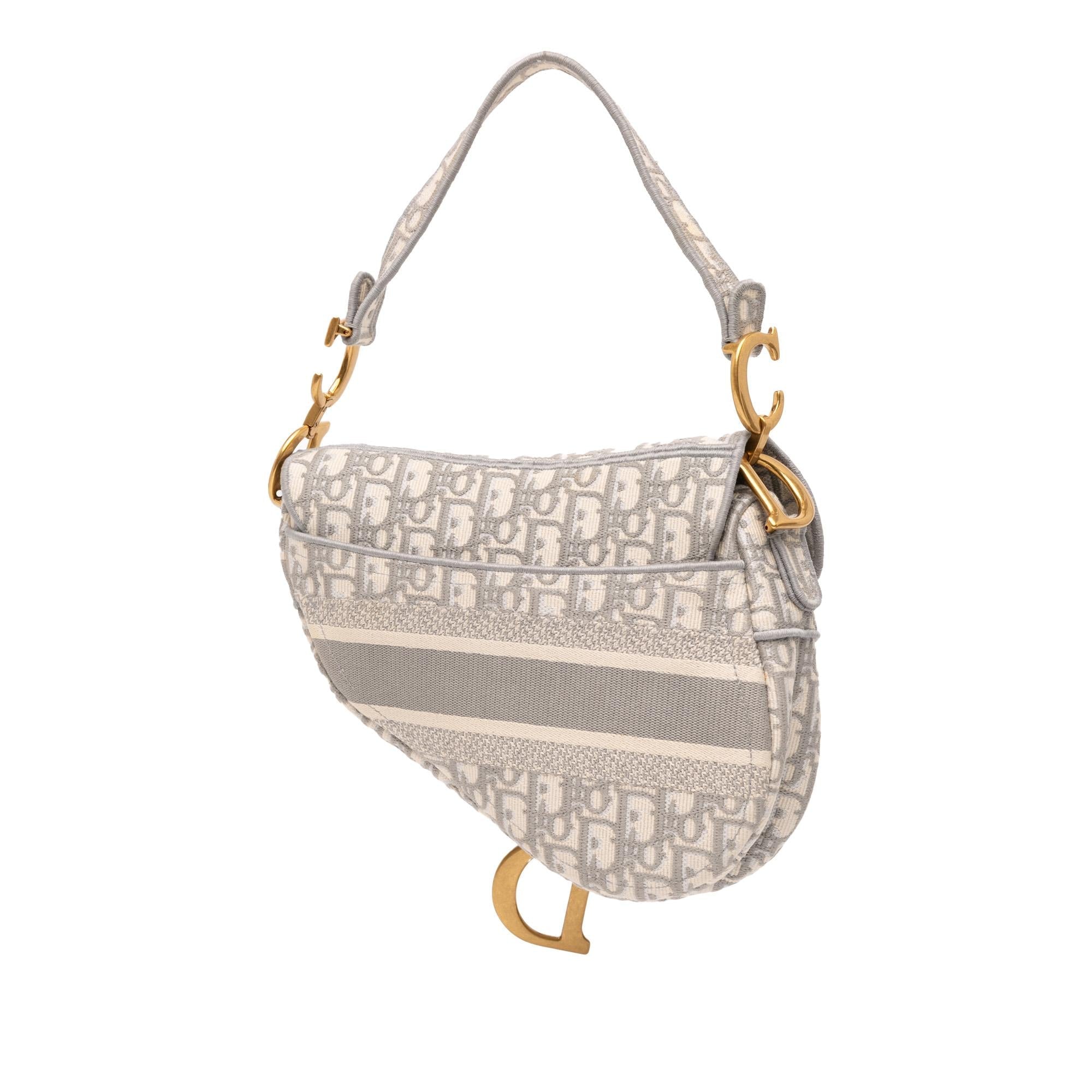Dior Oblique Embroidered Canvas Saddle Bag