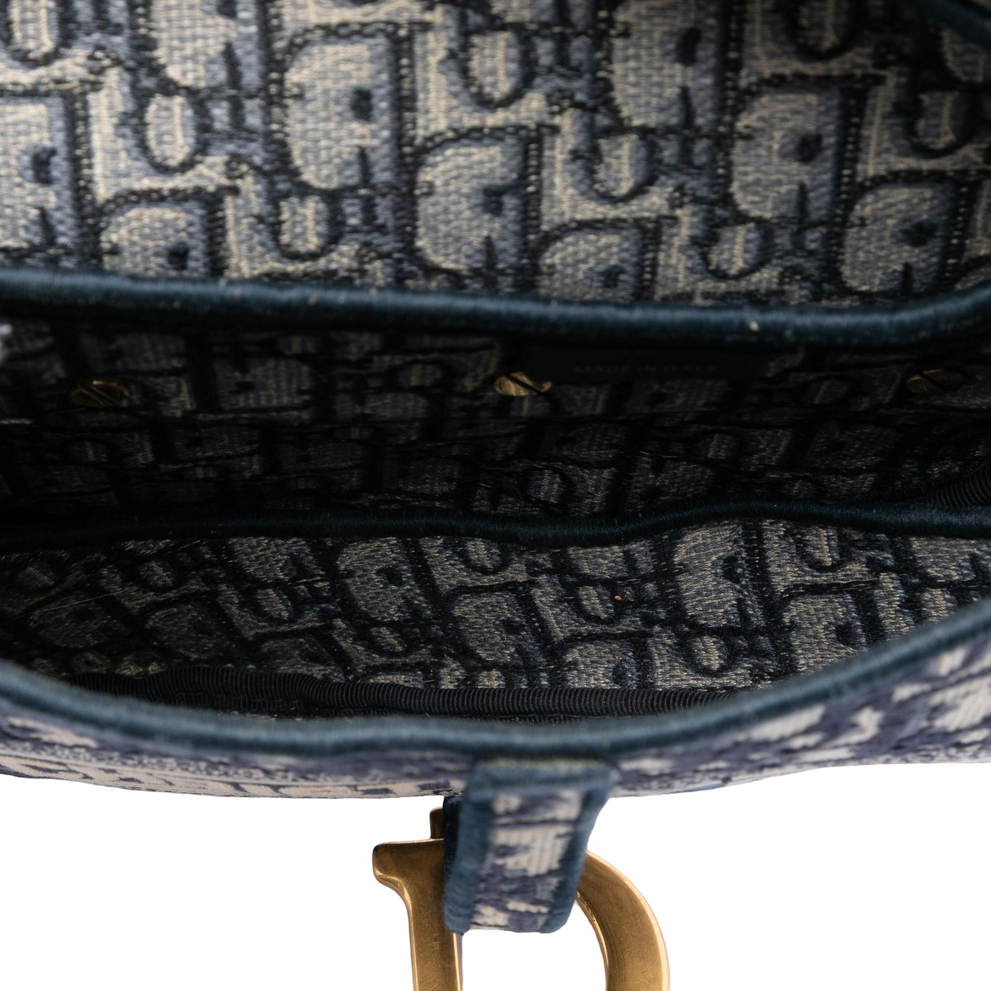 Dior Oblique Embroidered Canvas Saddle Bag
