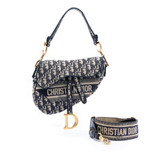 Dior Oblique Embroidered Canvas Saddle Bag
