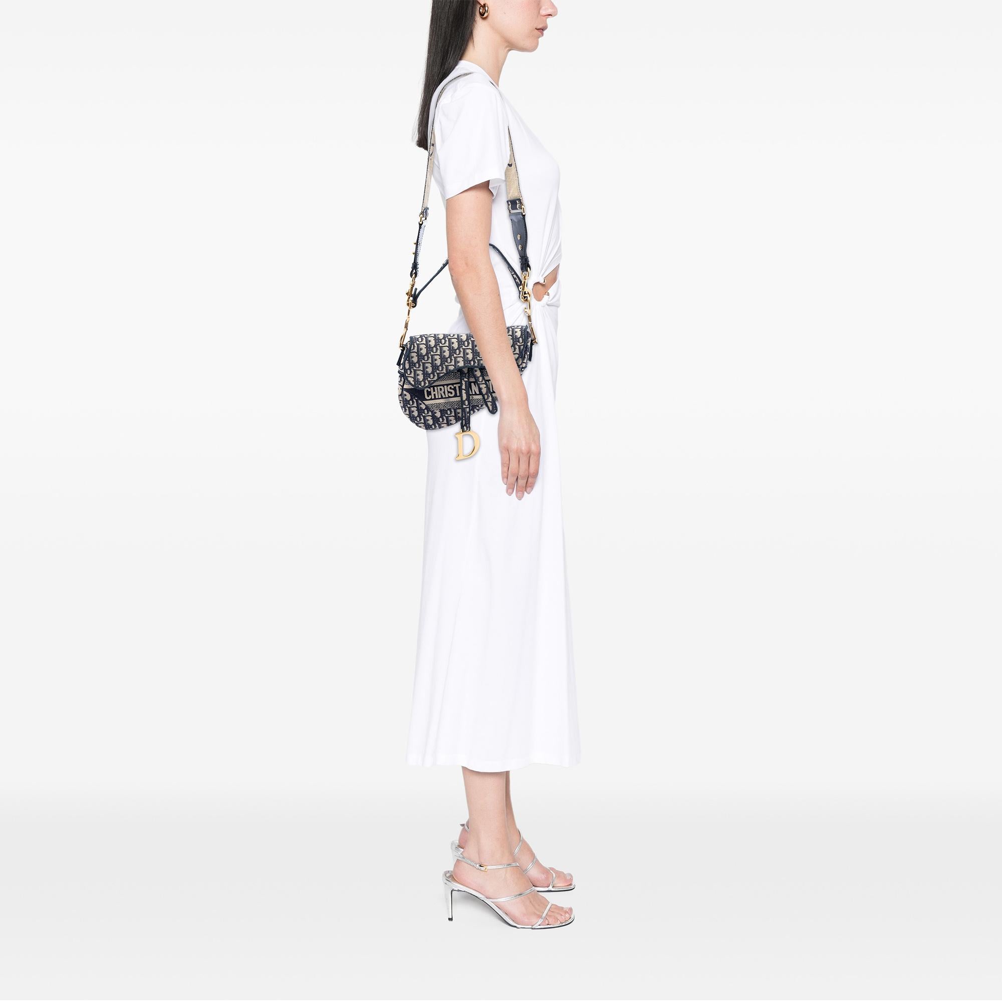 Dior Oblique Embroidered Canvas Saddle Bag