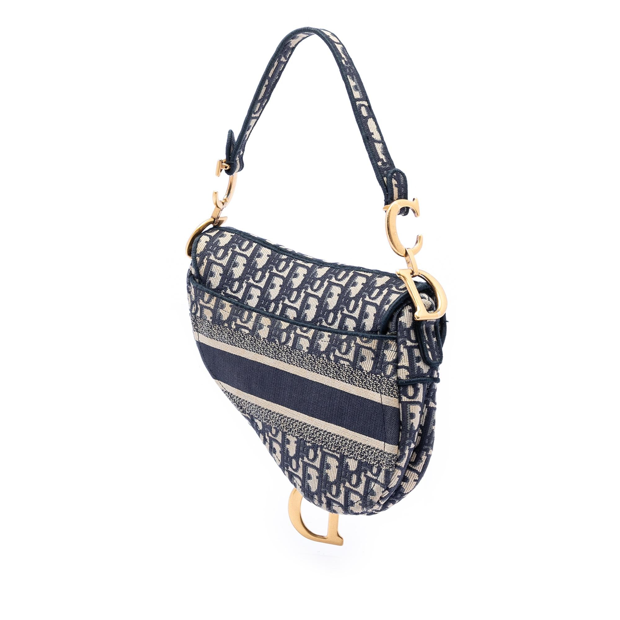 Dior Oblique Embroidered Canvas Saddle Bag