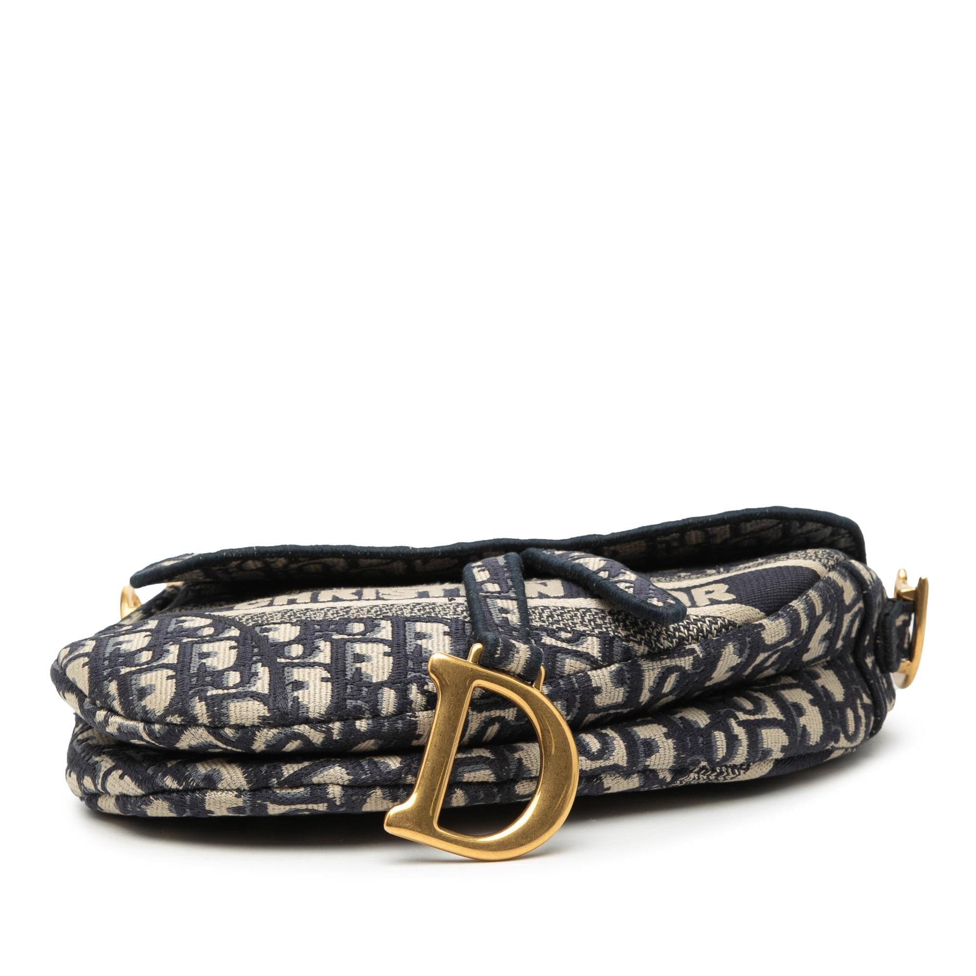 Dior Oblique Embroidered Canvas Saddle Bag