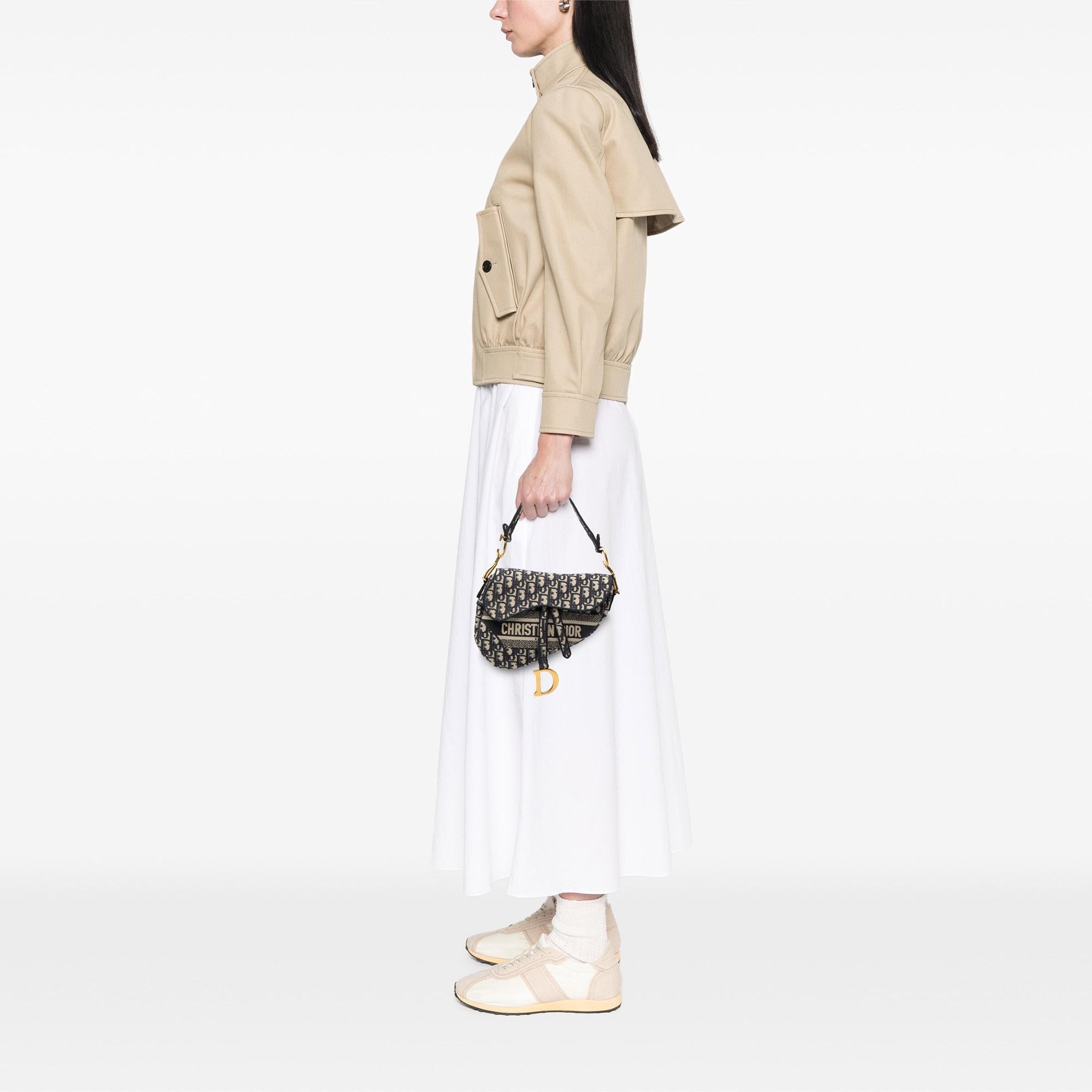 Dior Oblique Embroidered Canvas Saddle Bag