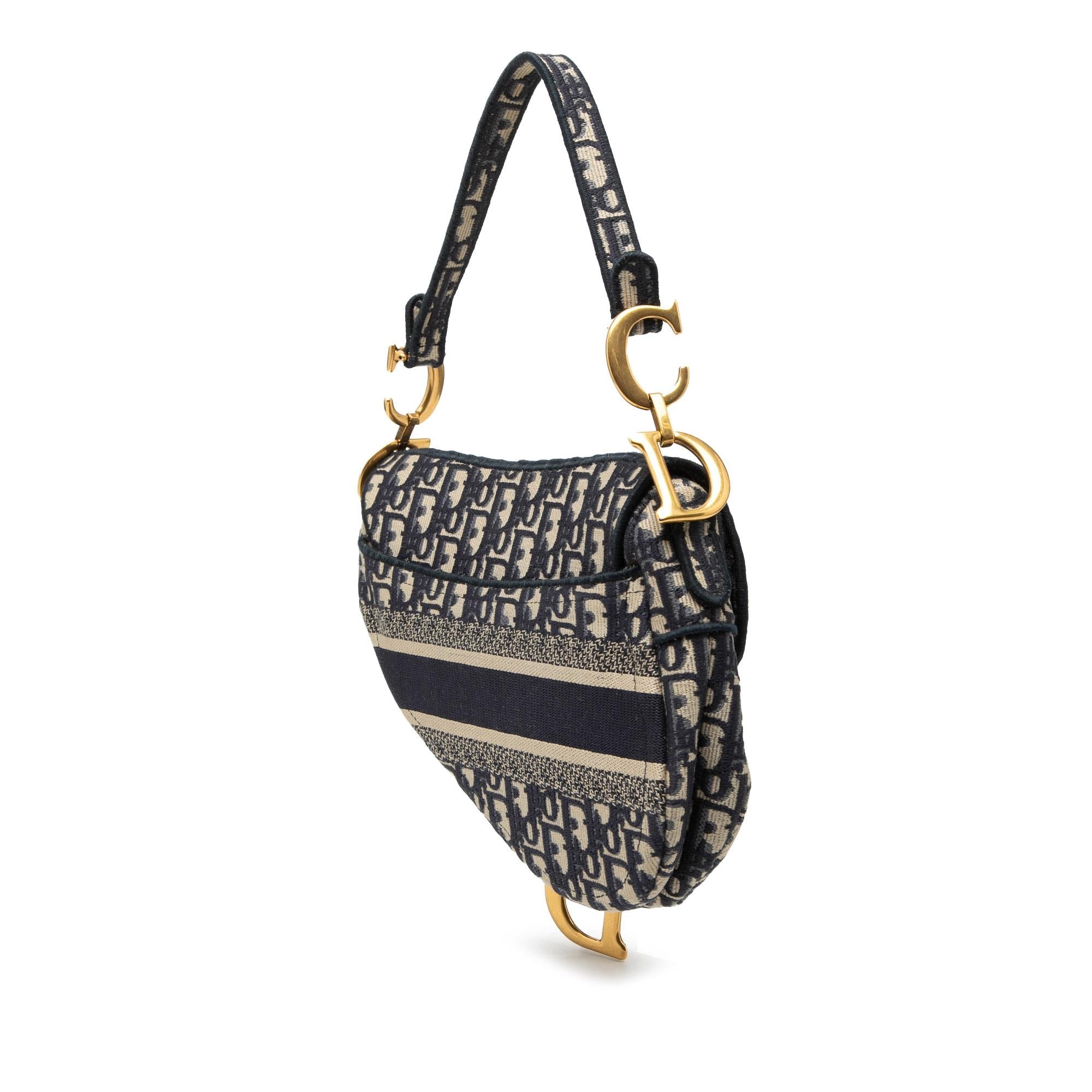 Dior Oblique Embroidered Canvas Saddle Bag