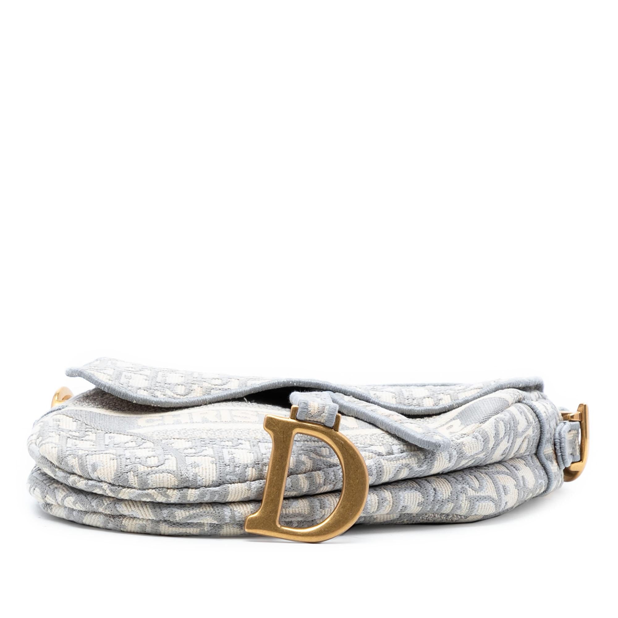 Dior Oblique Embroidered Canvas Saddle Bag
