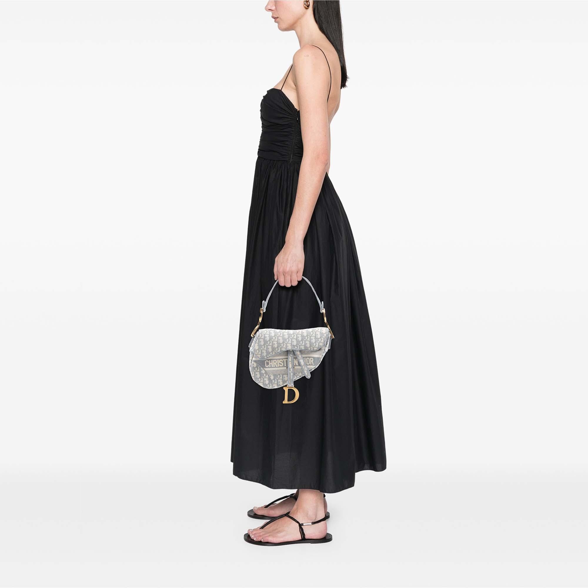Dior Oblique Embroidered Canvas Saddle Bag