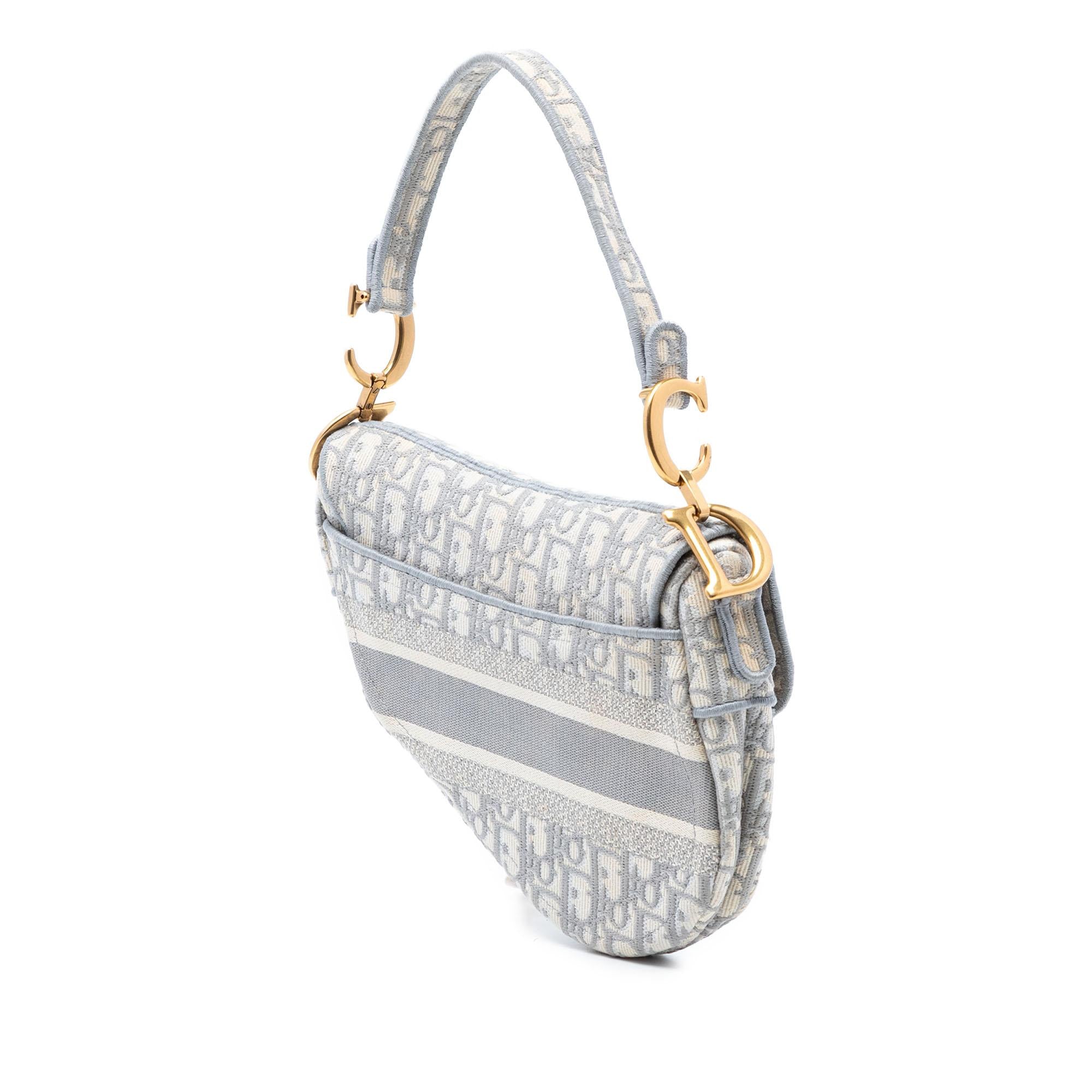 Dior Oblique Embroidered Canvas Saddle Bag