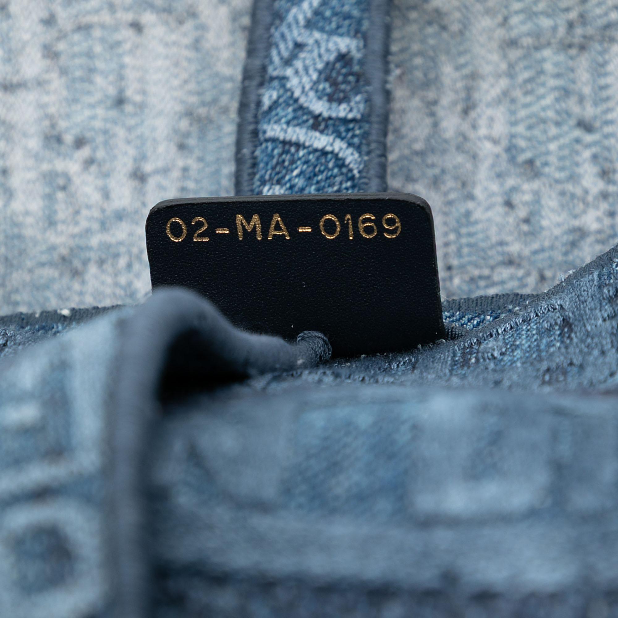 Dior Oblique Embroidered Denim Saddle Bag